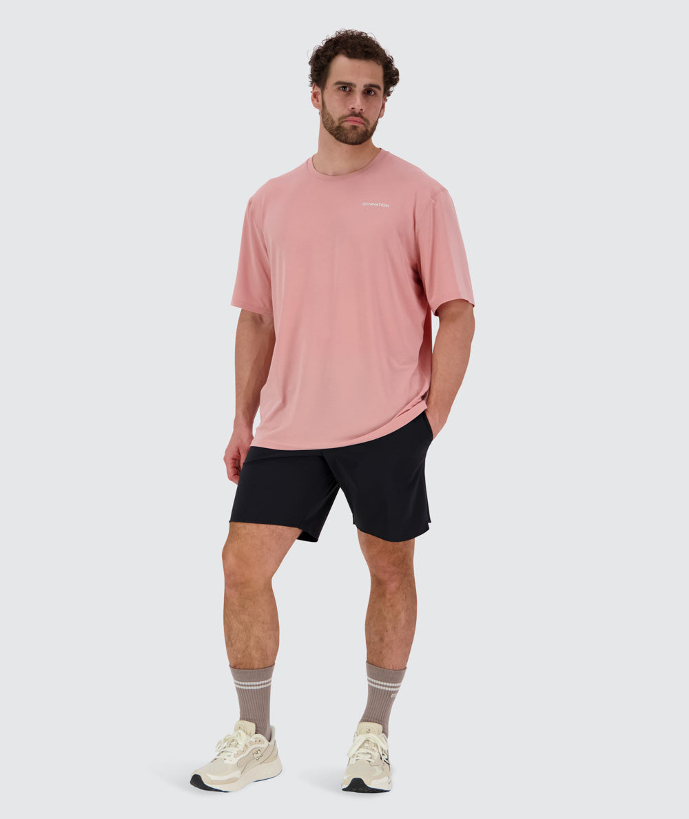 Oversized t-shirt for sports, Model 179 cm / size L#color_mauve-pink
