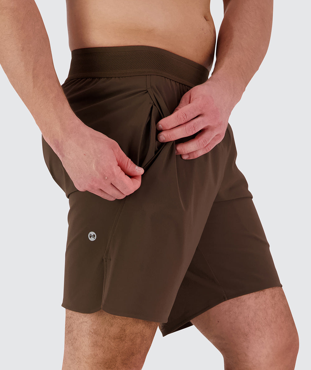 Men's performance shorts#color_coffee-bean