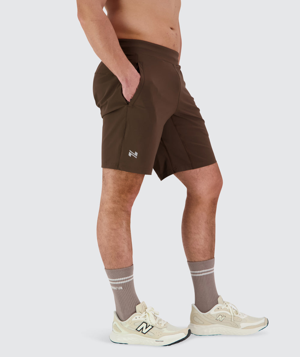Men's training shorts#color_coffee-bean