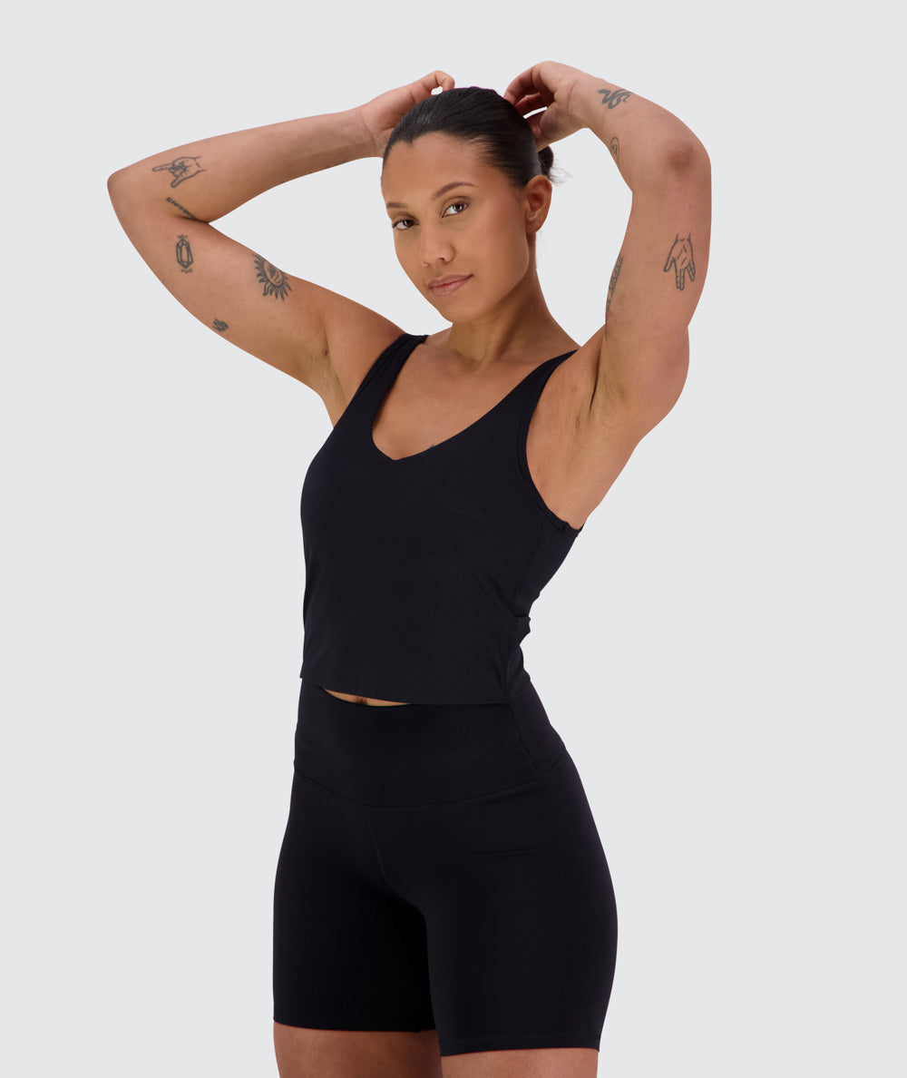 Women's ribbed bra top #color_black