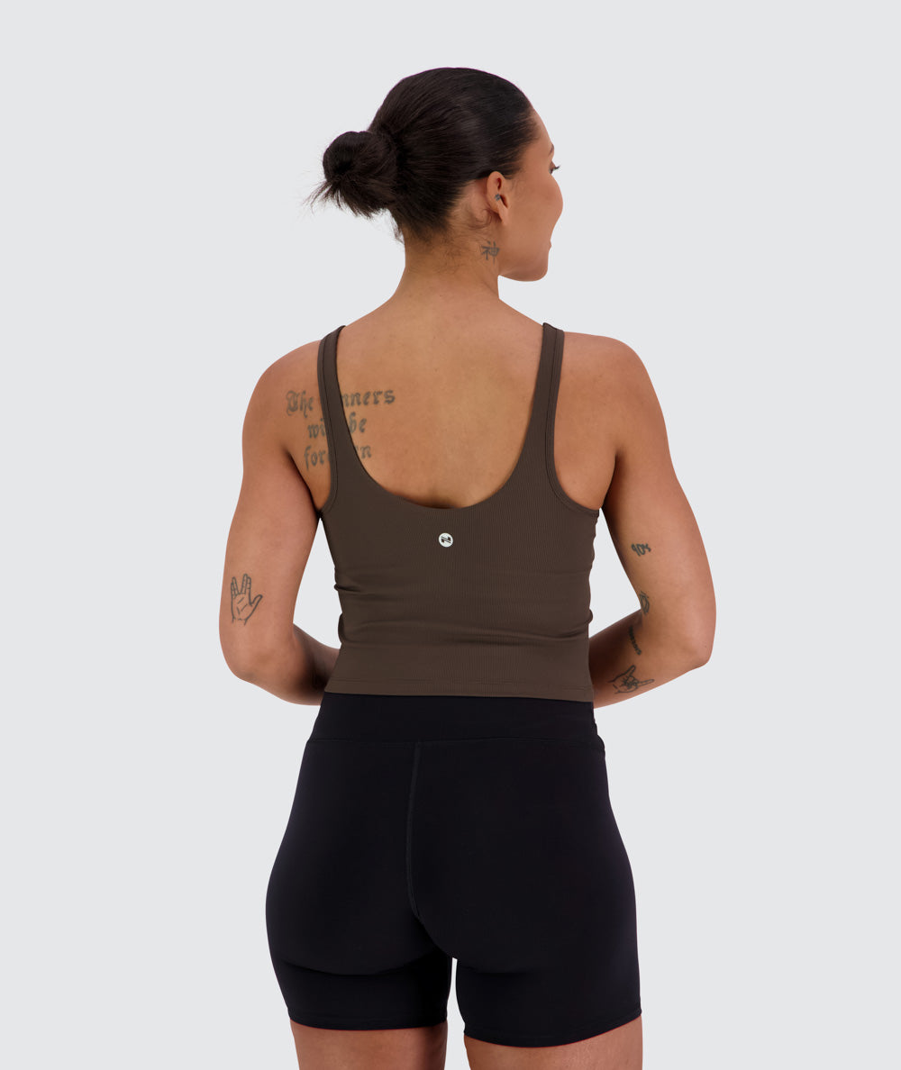 Women's ribbed bra top #color_coffee-bean