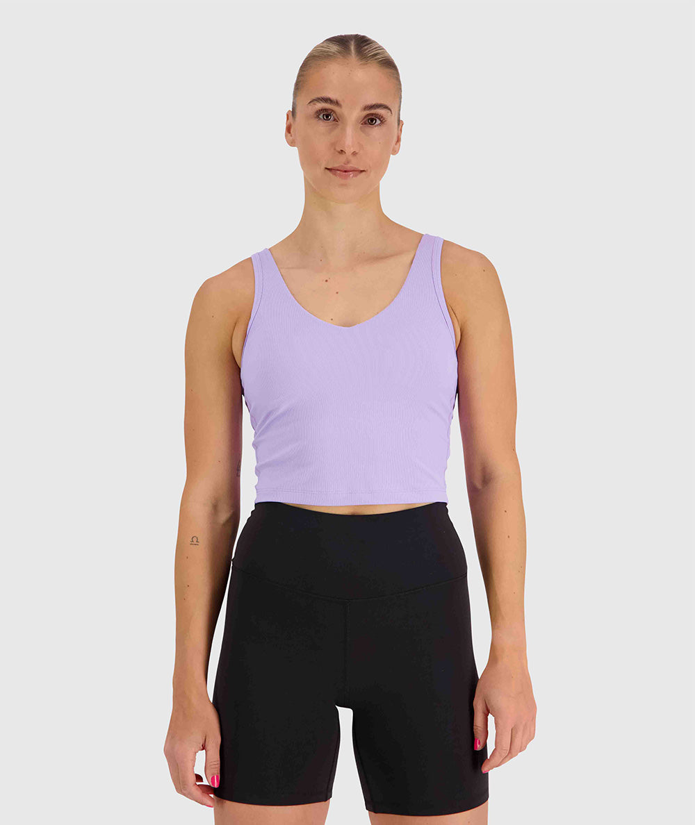Women's ribbed bra top, Model 176cm / Size S #color_lavender