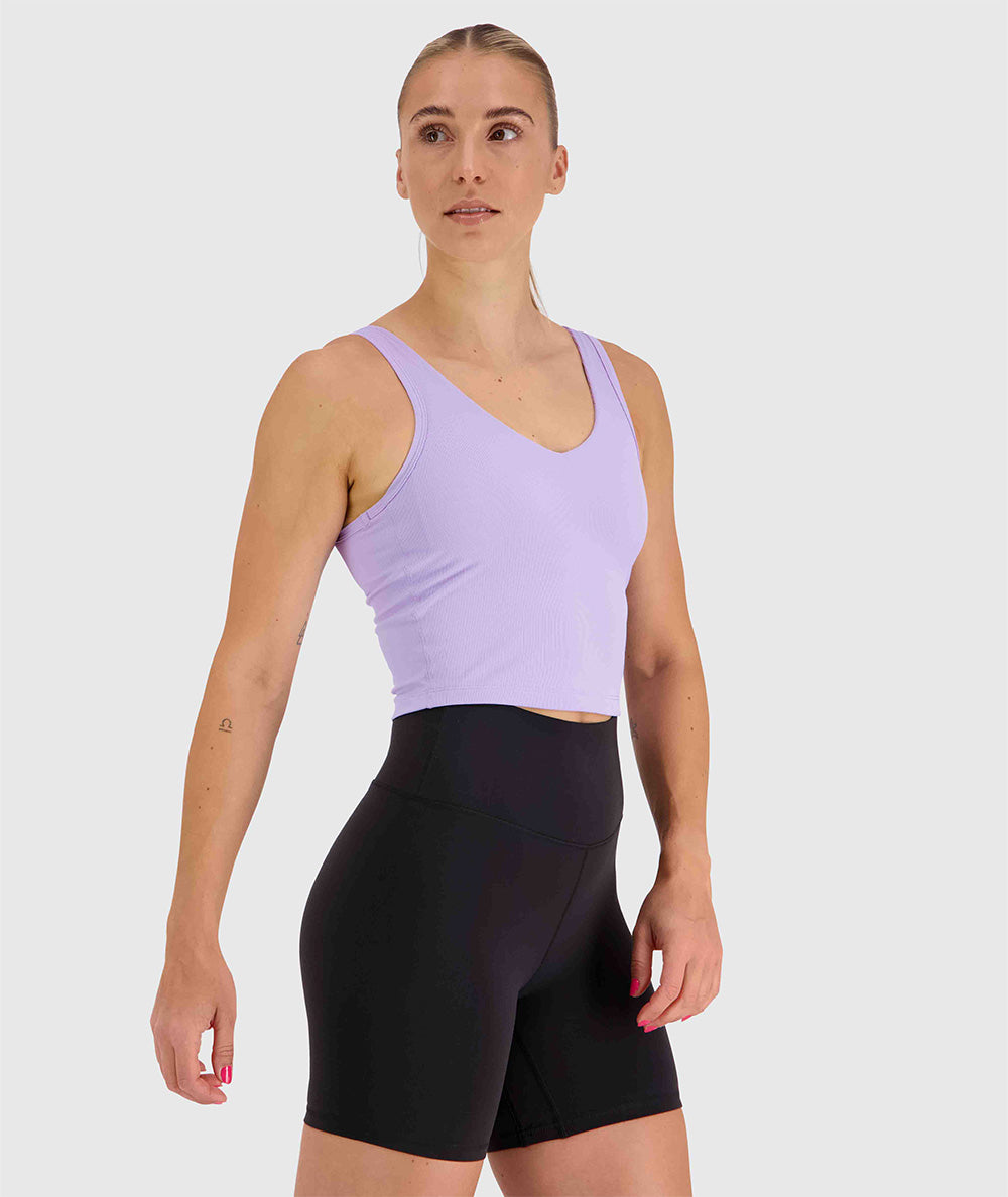 Women's ribbed bra top, Model 176cm / Size S #color_lavender