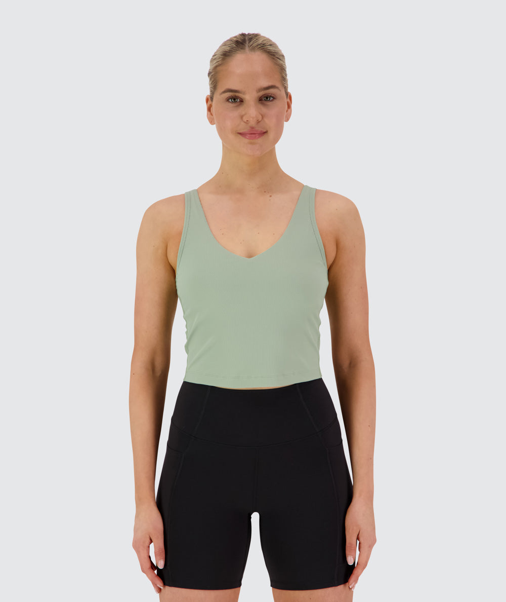 Women's ribbed bra top, Model 173cm / Size S #color_pistachio