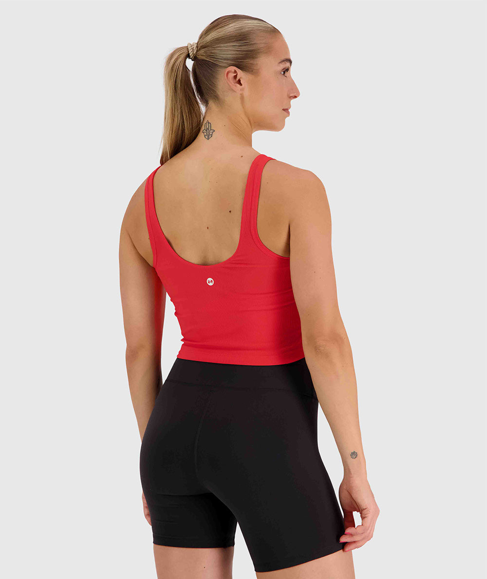 Women's ribbed bra top, Model 176cm / Size S #color_candy-red