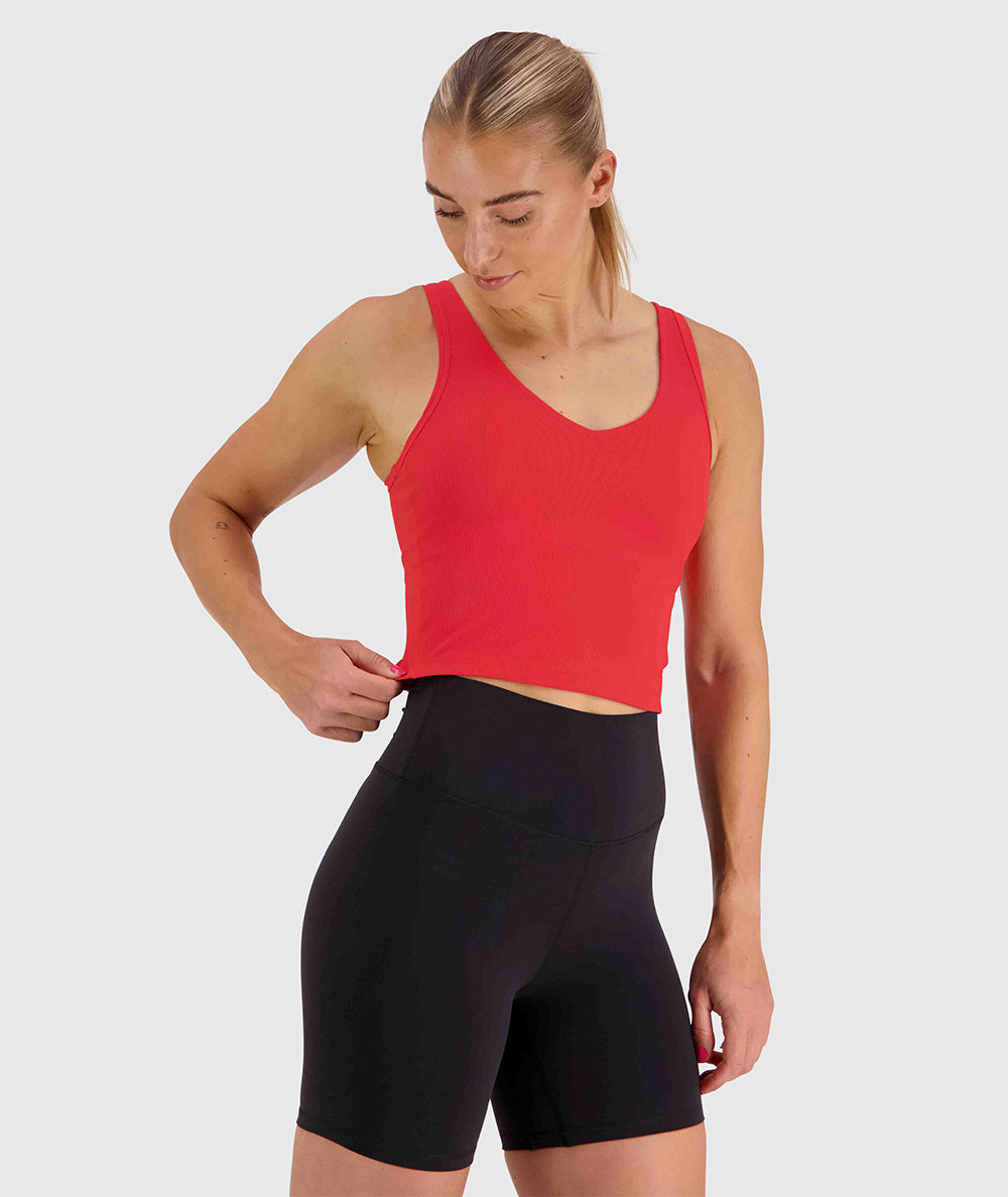 Women's ribbed bra top, Model 176cm / Size S #color_candy-red