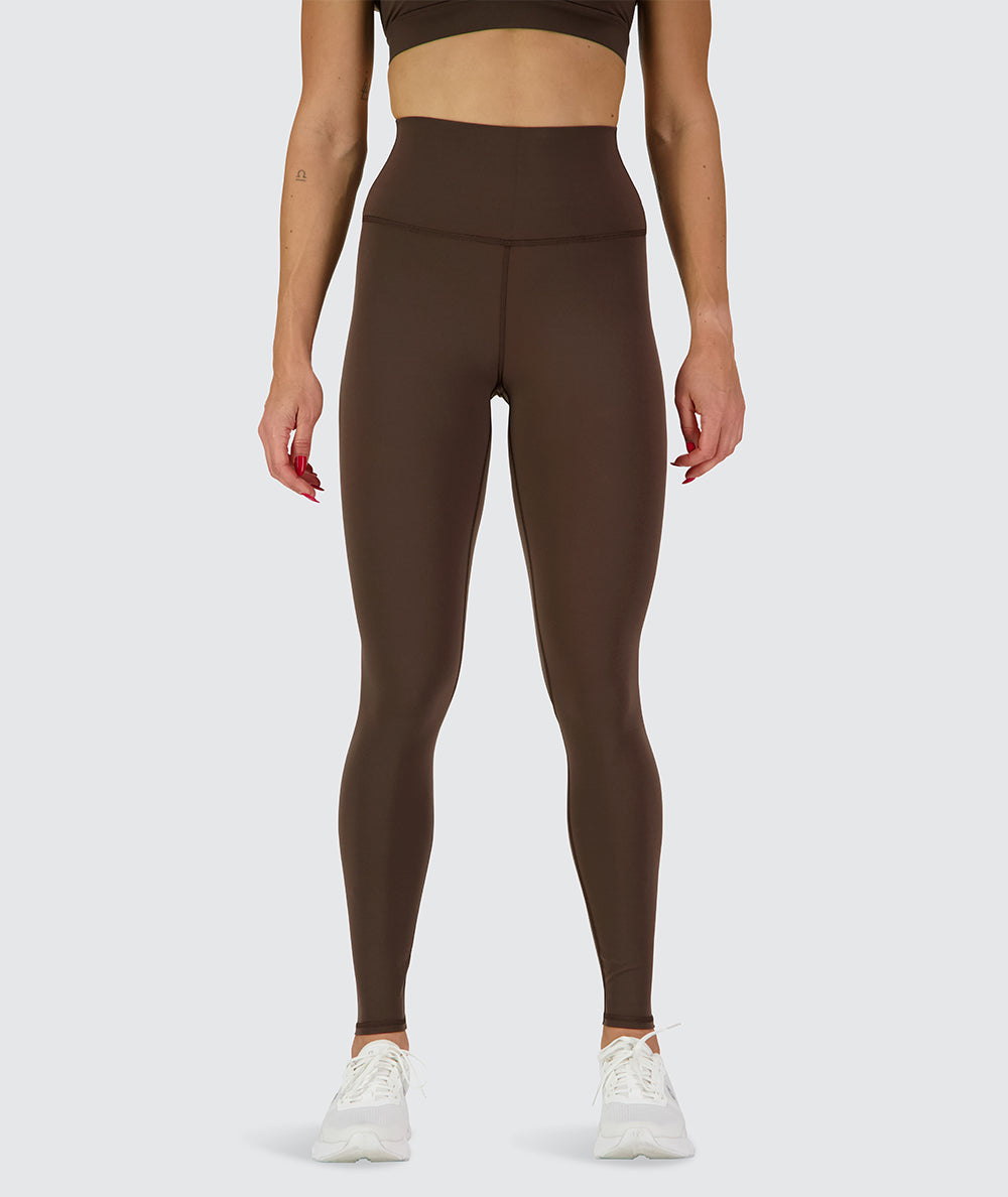 Training tights for tall women, Model 176 cm / size S#color_coffee-bean
