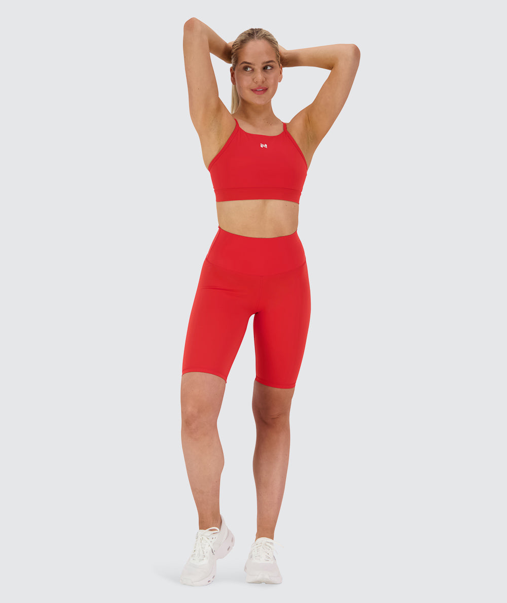 Training sports bra, Model 173 cm / size S#color_candy-red