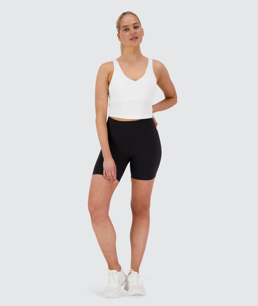 Women's ribbed bra top, Model 173cm / Size S #color_white