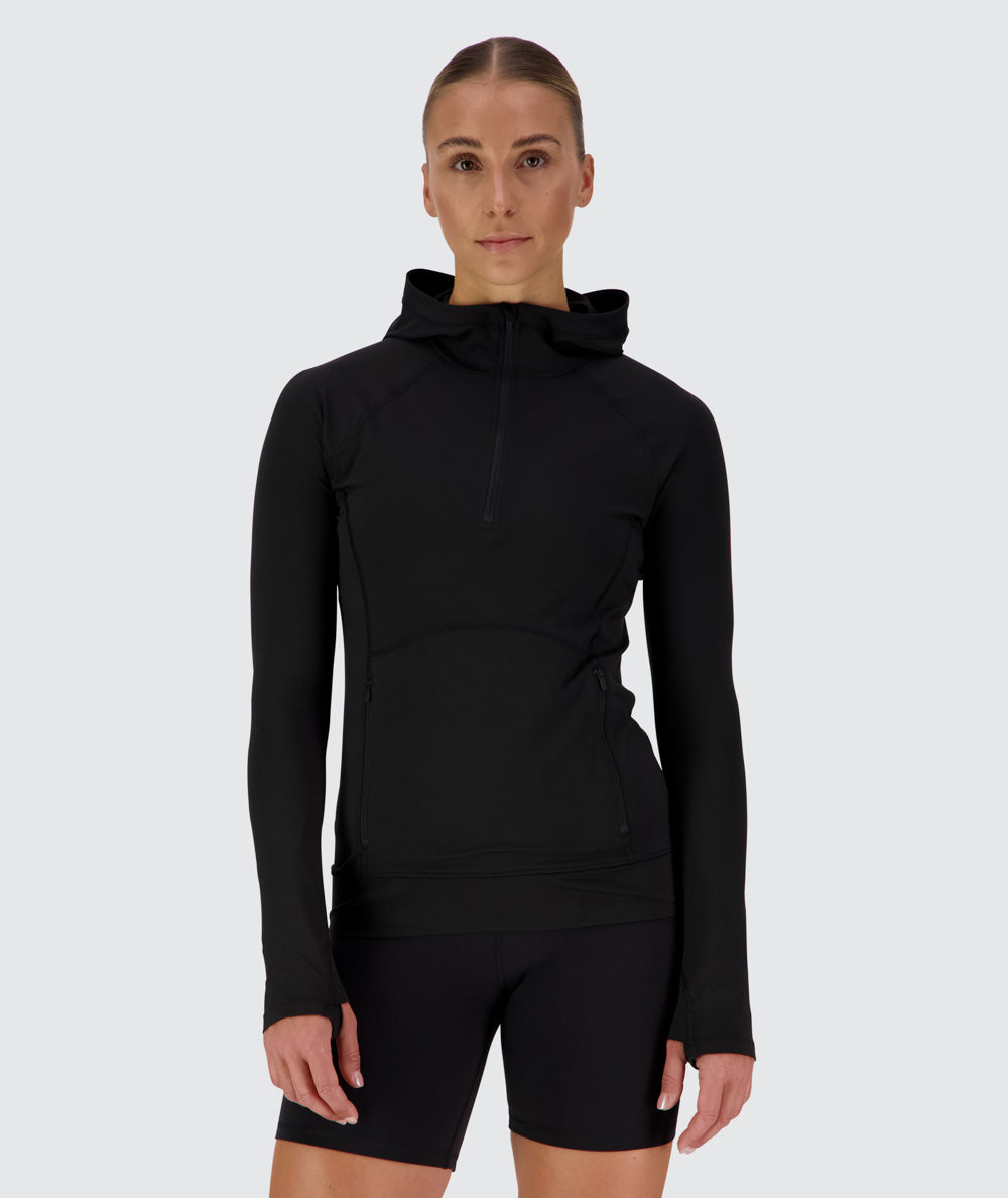Women's fitted hoodie, Model 176 cm / size S#color_black