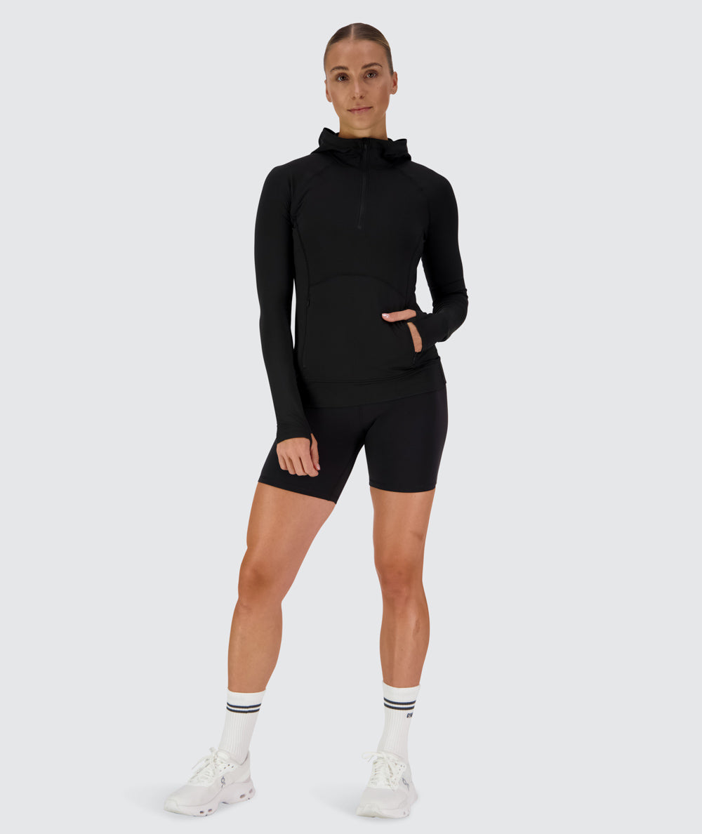 Women's fitted hoodie, Model 176 cm / size S#color_black