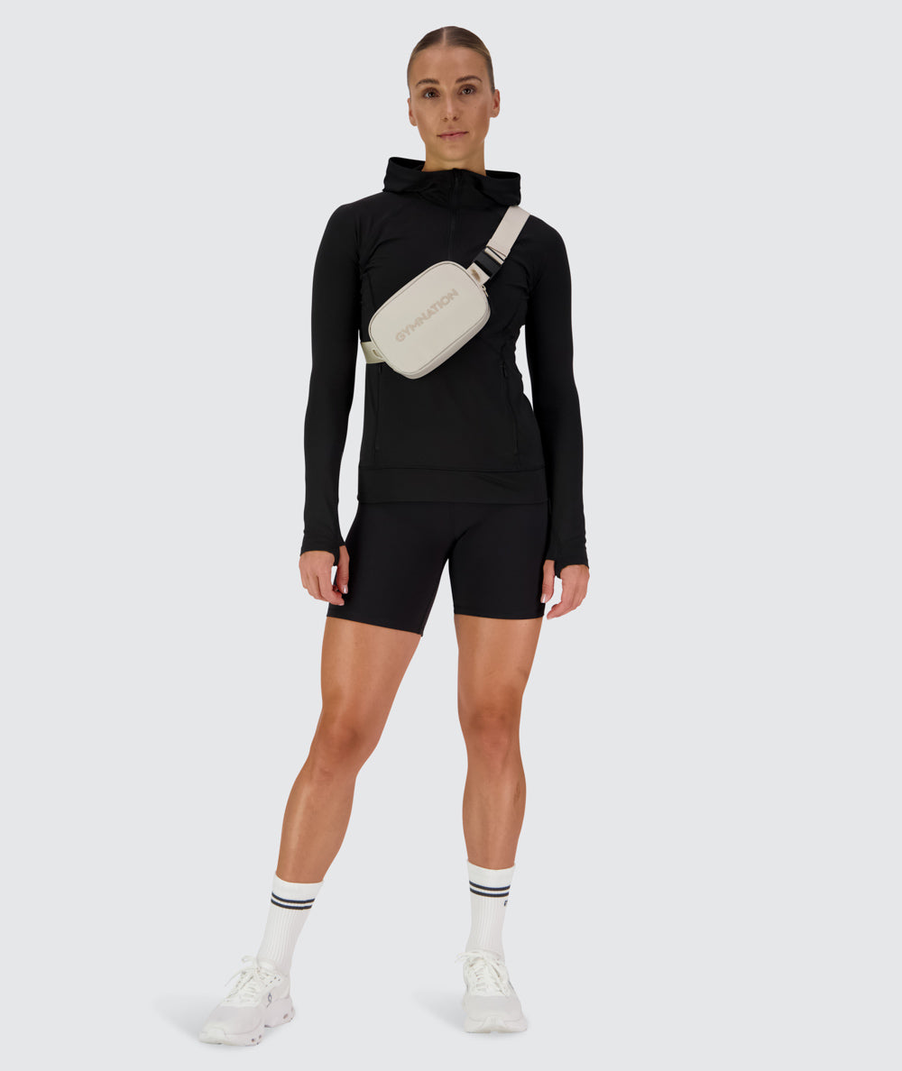 Women's fitted hoodie, Model 176 cm / size S#color_black