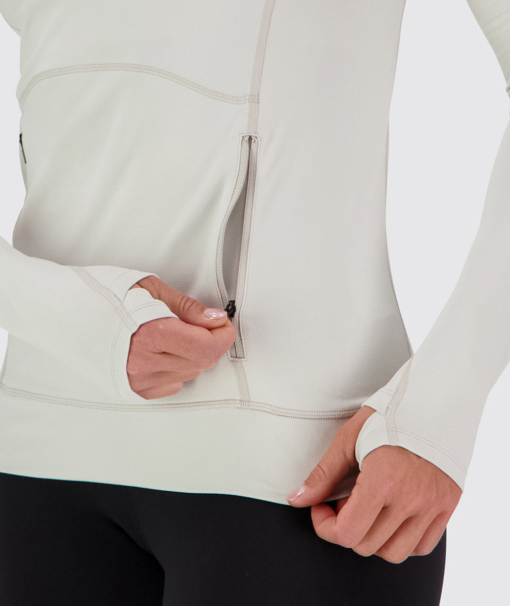 Women's super comfy hoodie for training, Model 176 cm / size S#color_fog