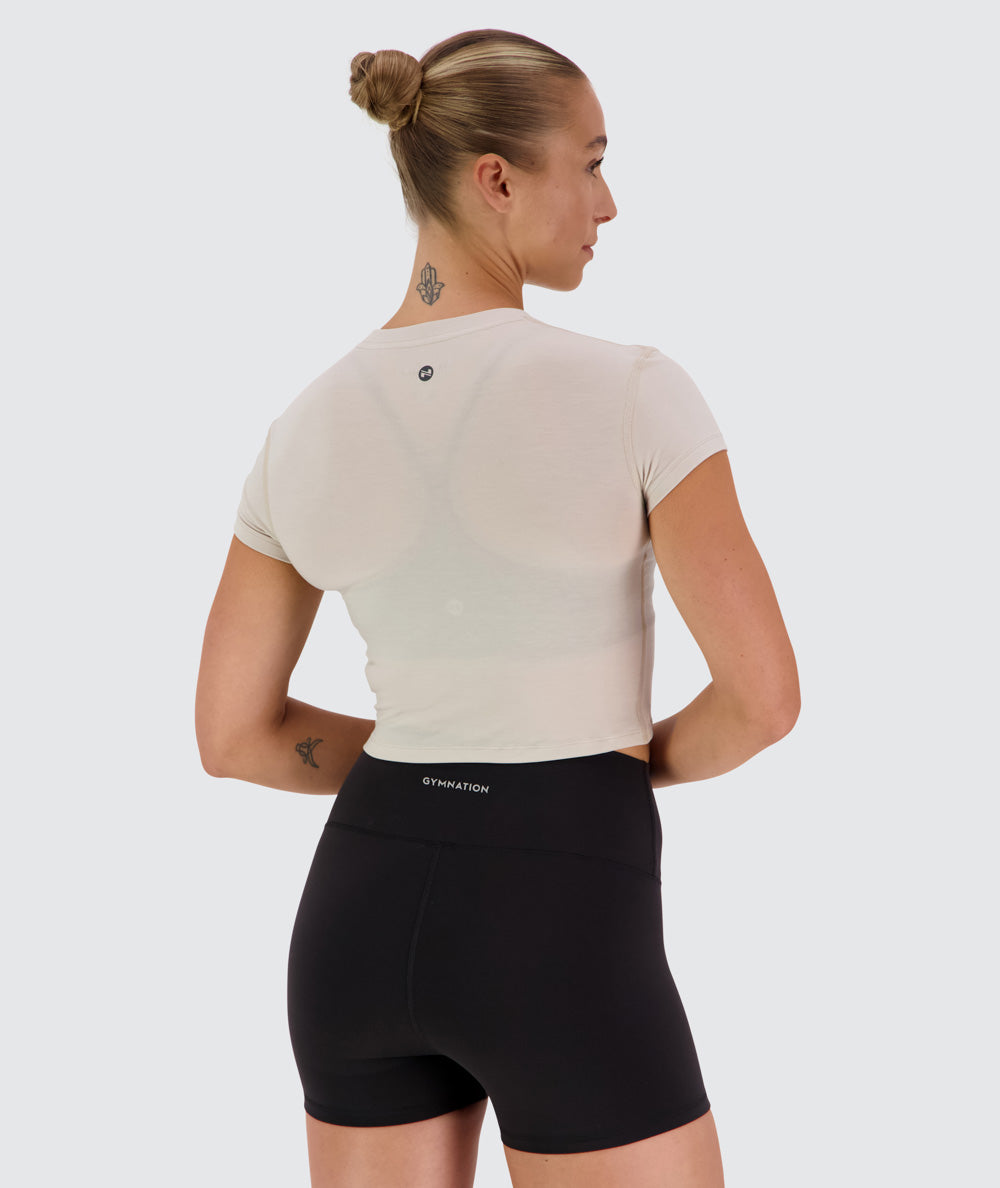 Women's Cropped Short sleeve, Model 176 cm / size S#color_oat