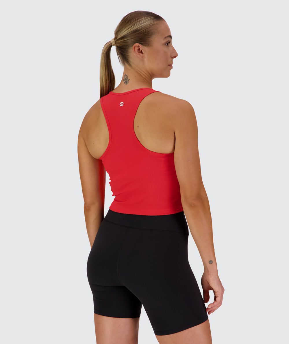 Women's ribbed Top, Model 176cm / size S#color_candy-red