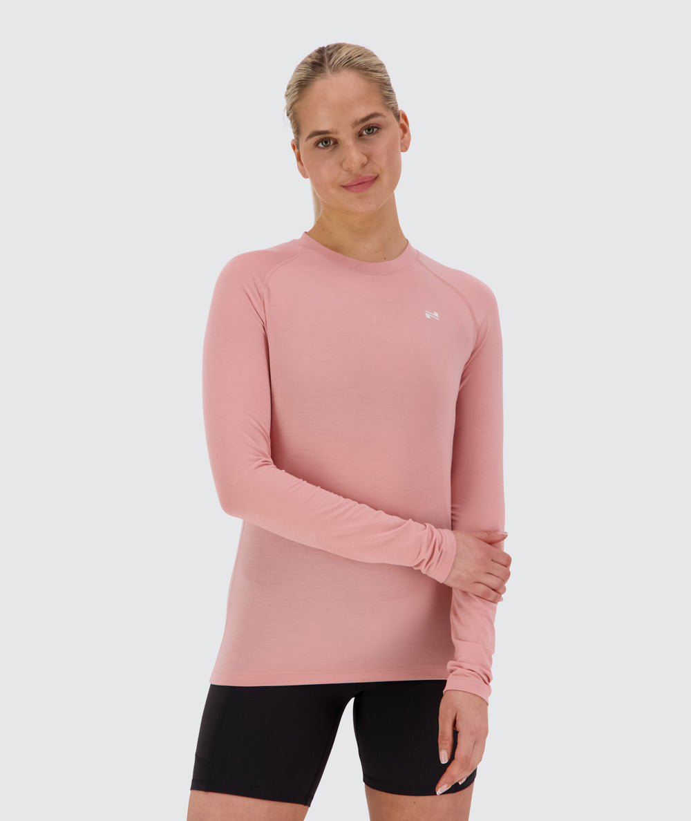 Women's training longsleeve, Model 173 cm / size S #color_mauve-pink
