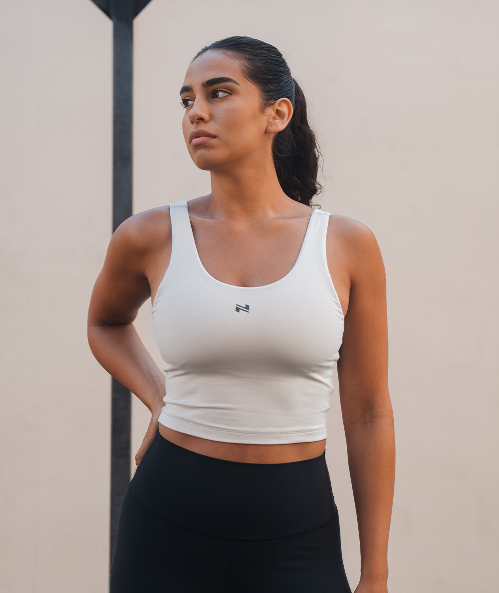 ComfyKnit bra top, Model size M#color_fog