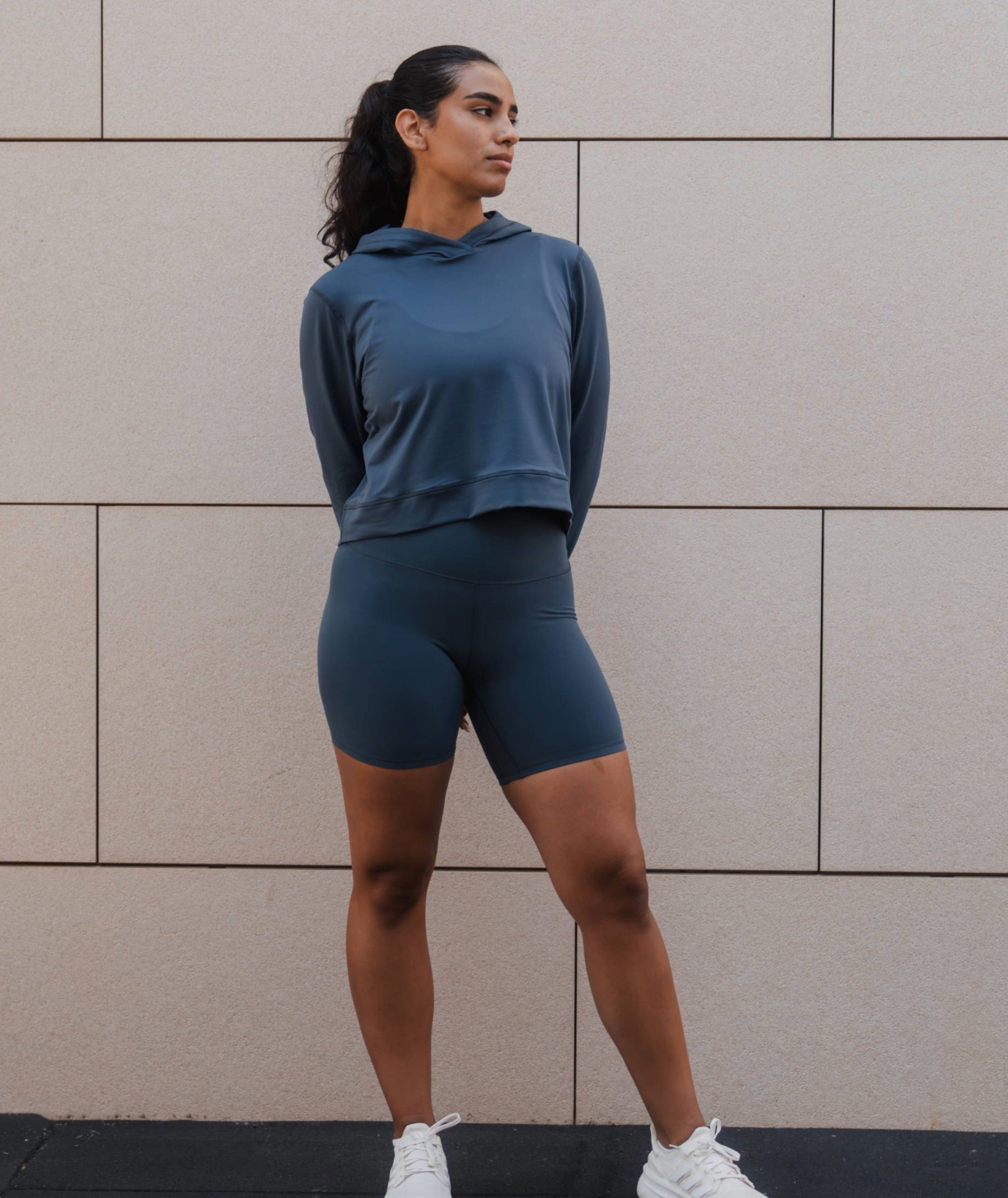 ComfyKnit Women's Crophoodie #color_dusty-navy