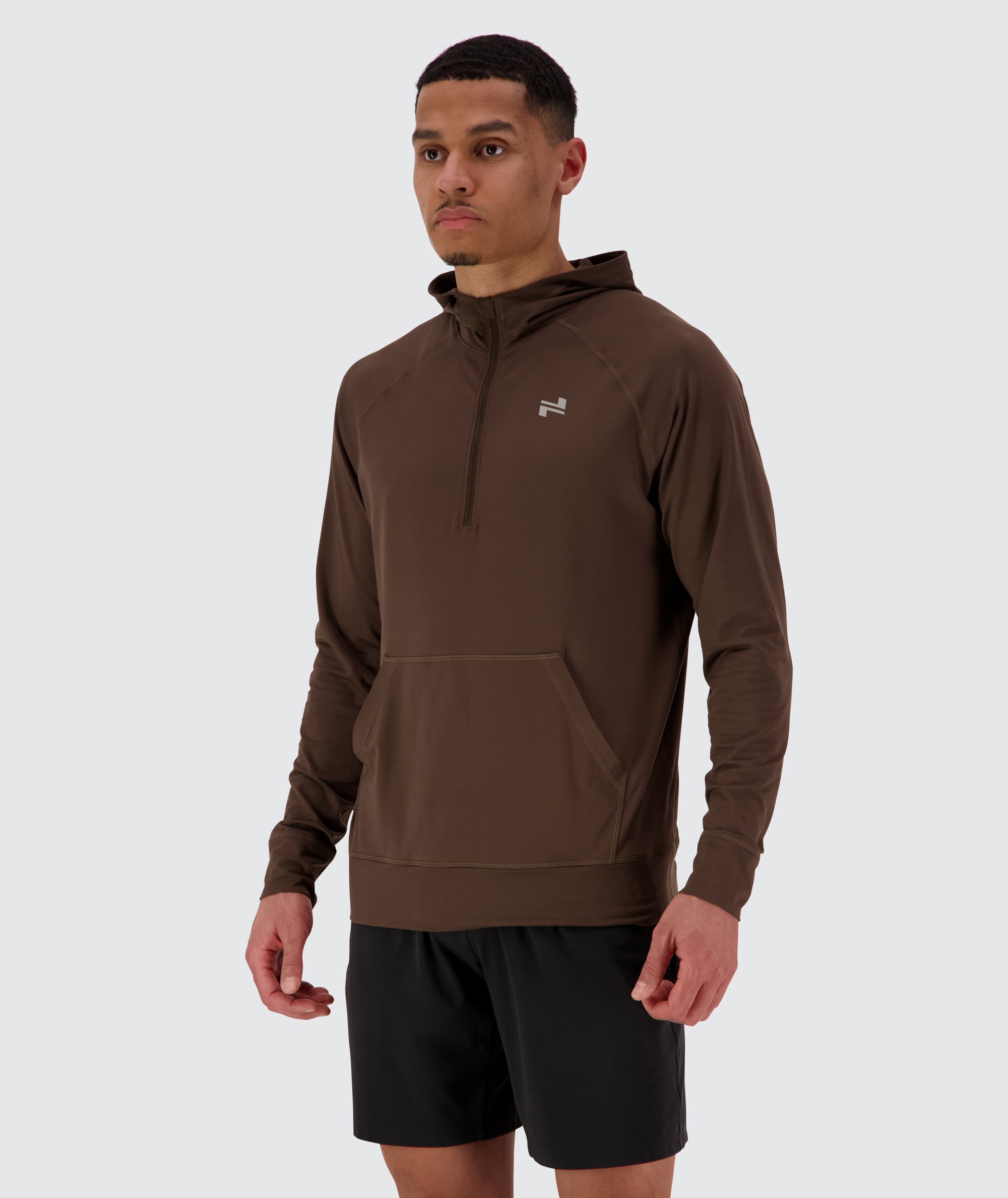 Men's comfortable sport hoodie, Model 184 cm / size M #color_coffee-bean