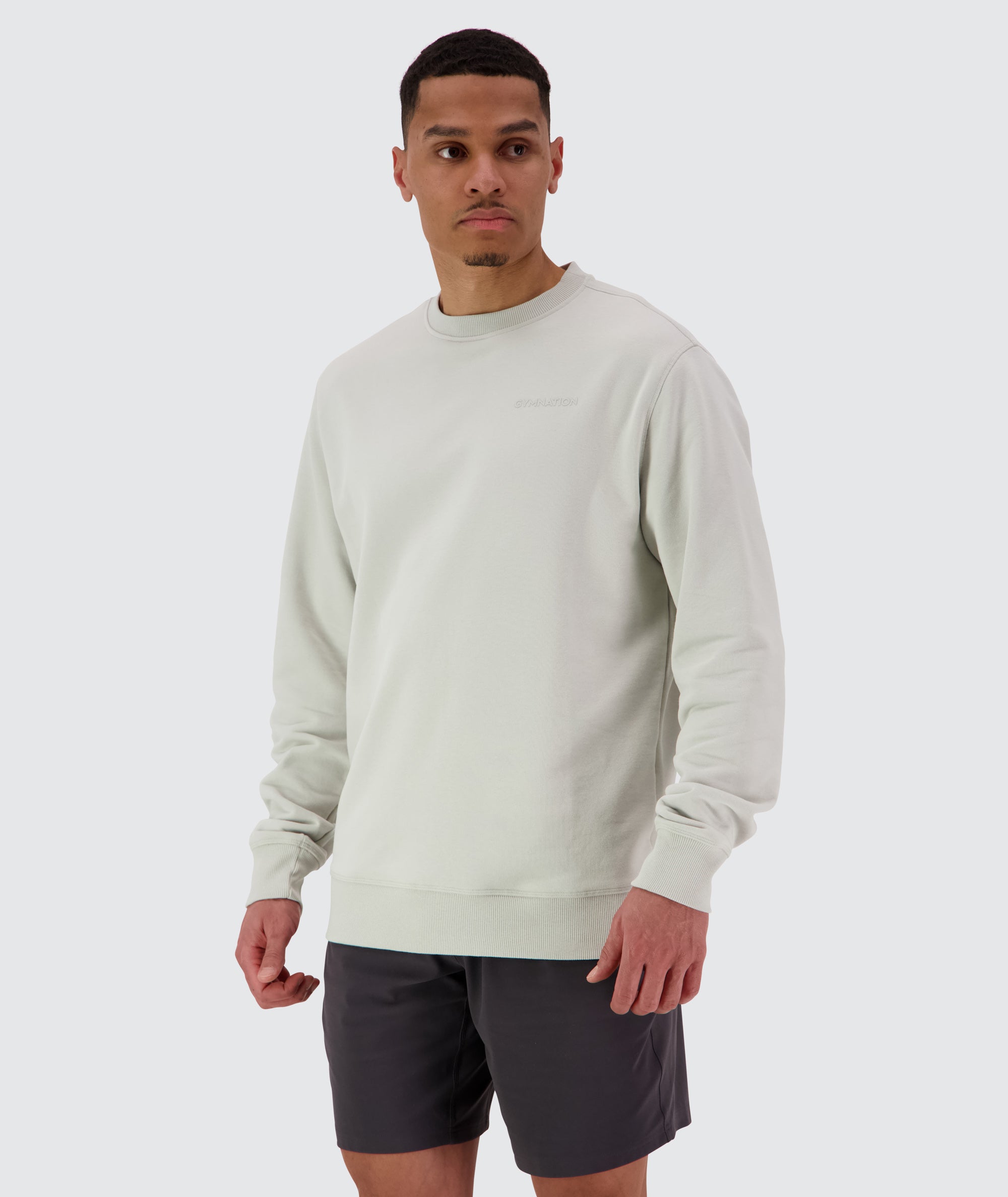 Men's Crewneck Model 184 cm / size M #color_cool-grey