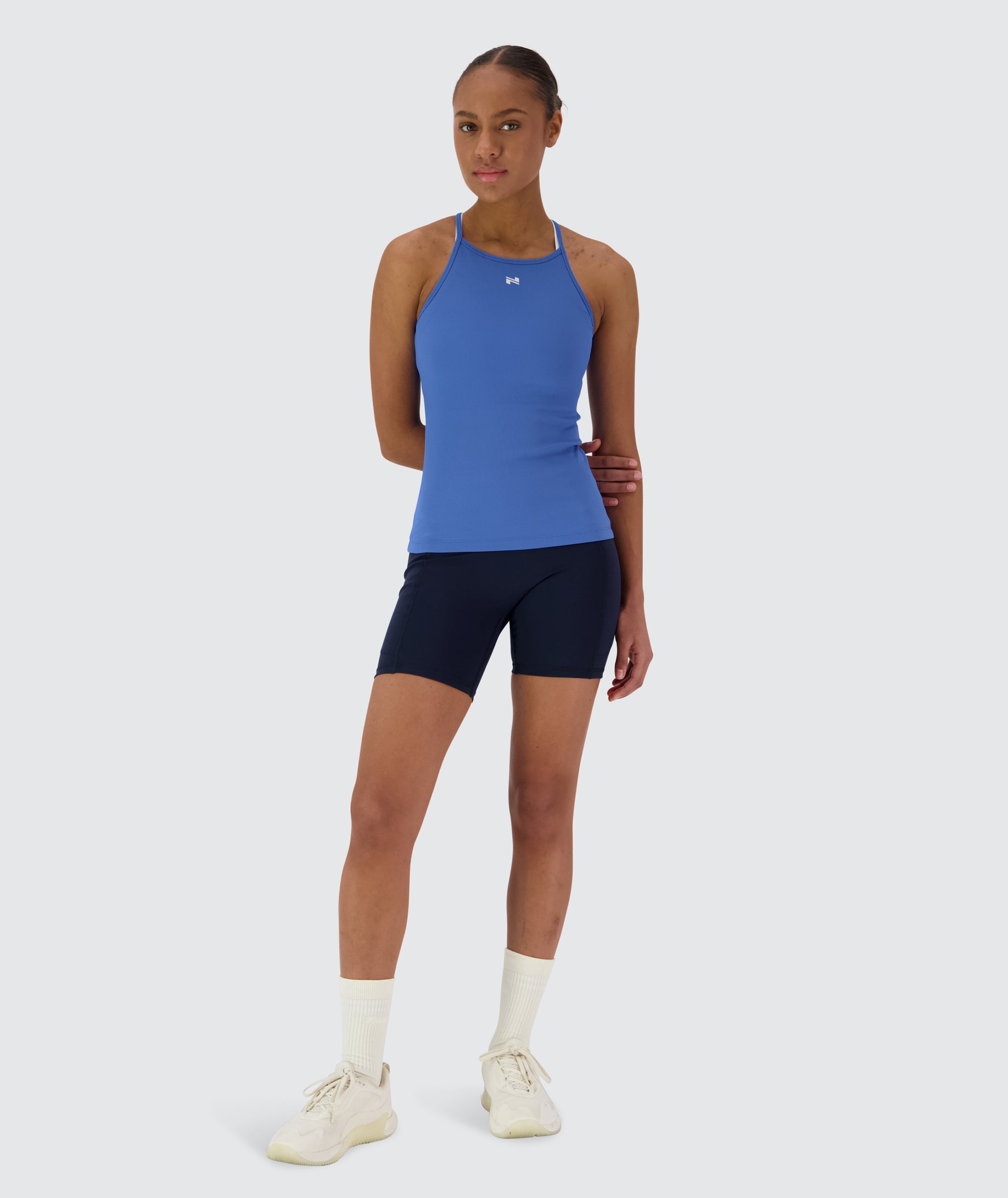 Women's strappy ribbed tank top #color_blue-blaze