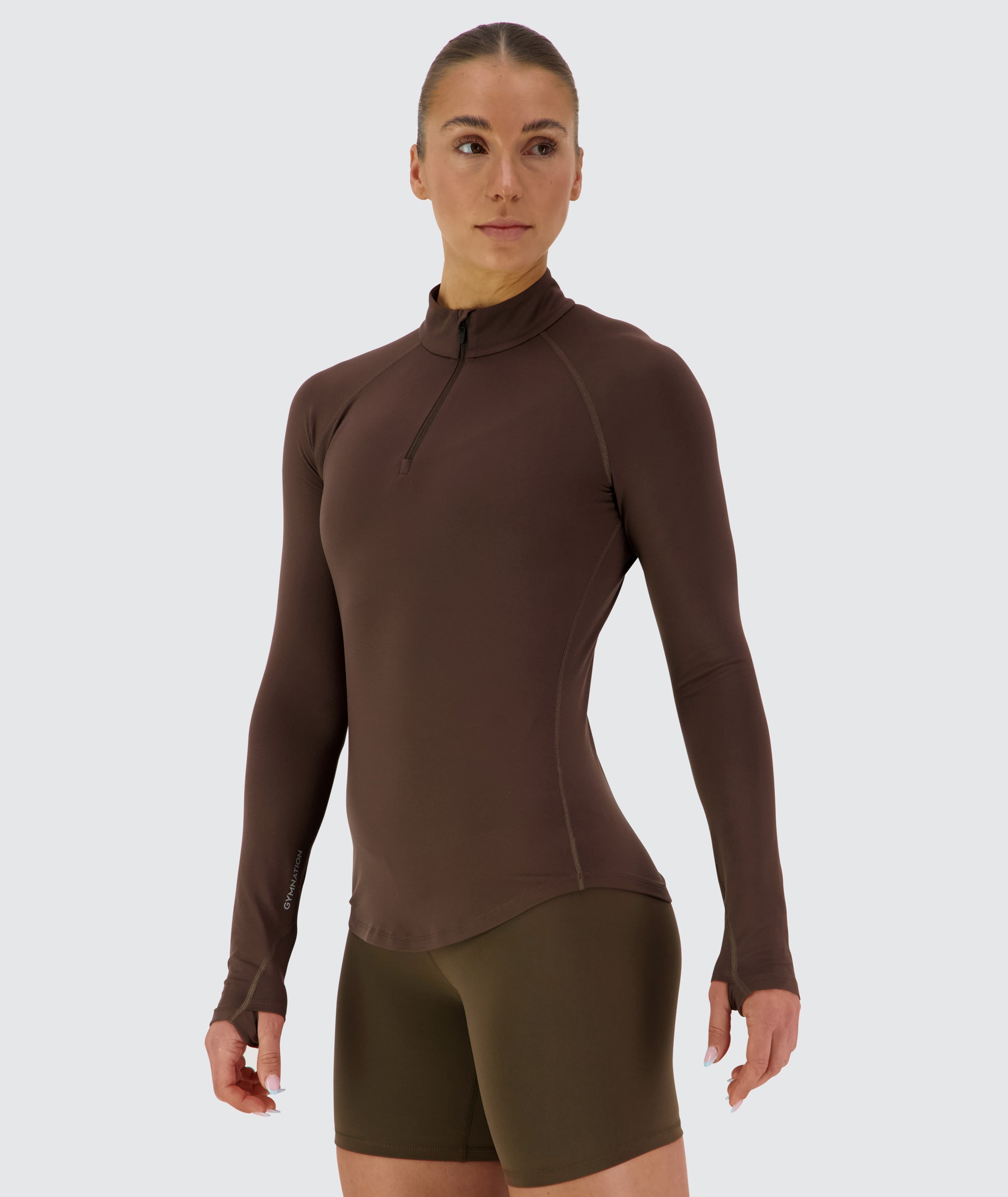 Women's comfy half-zip #color_coffee-bean