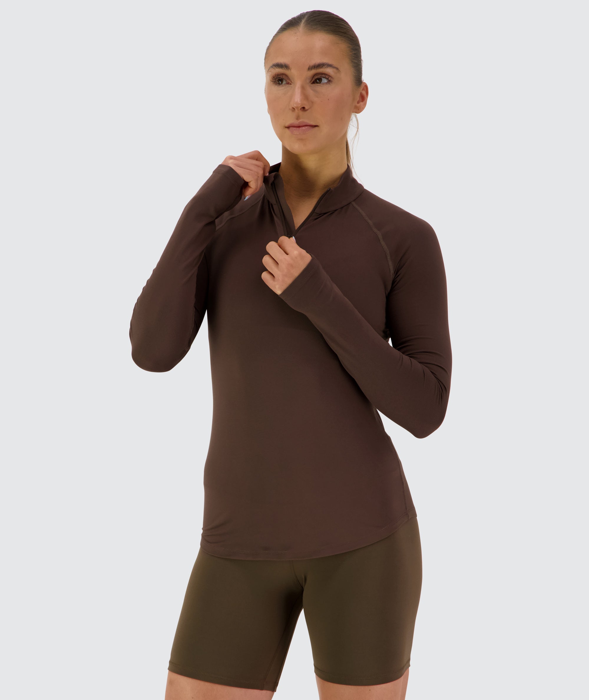 Women's comfy half-zip #color_coffee-bean