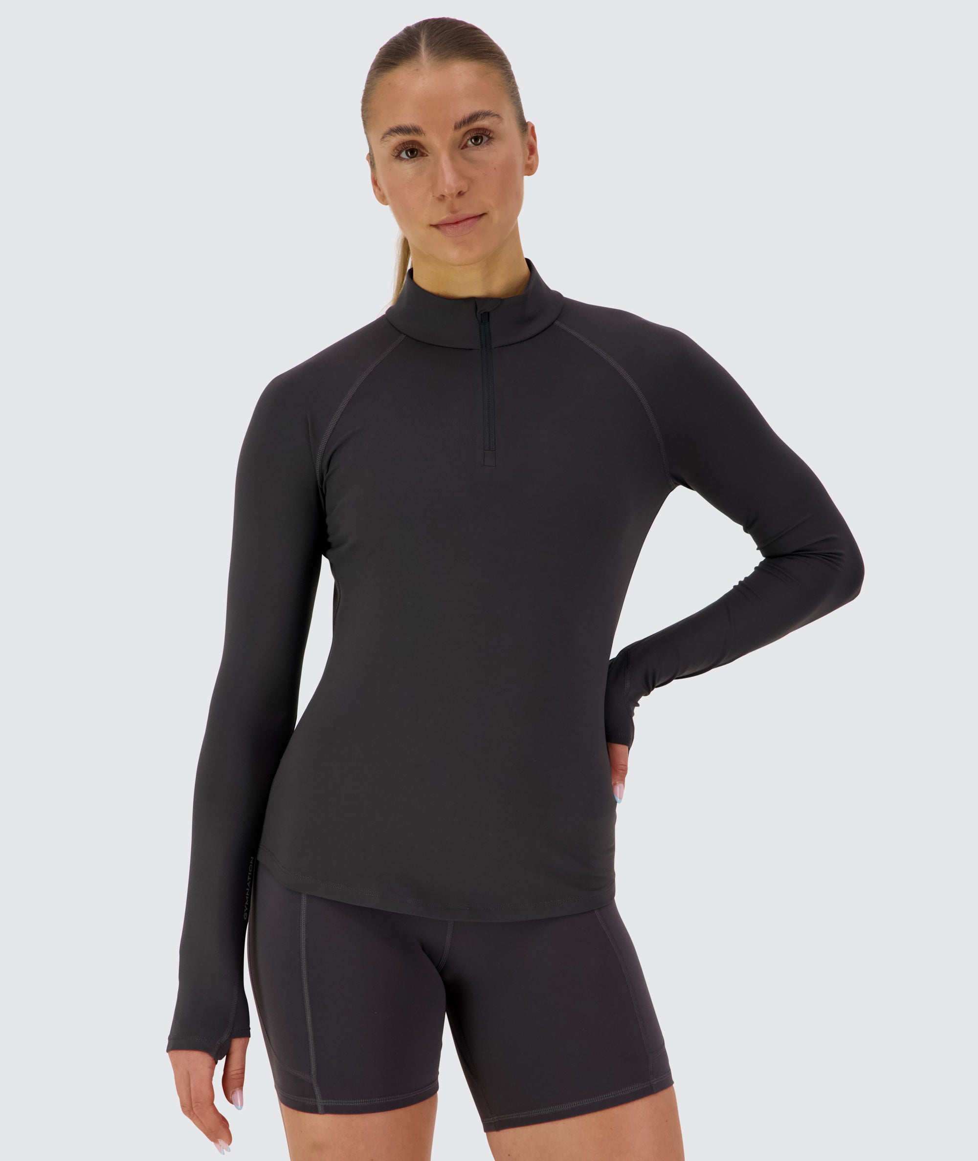 Women's comfy half-zip Model 176 cm / size S #color_gravel-grey