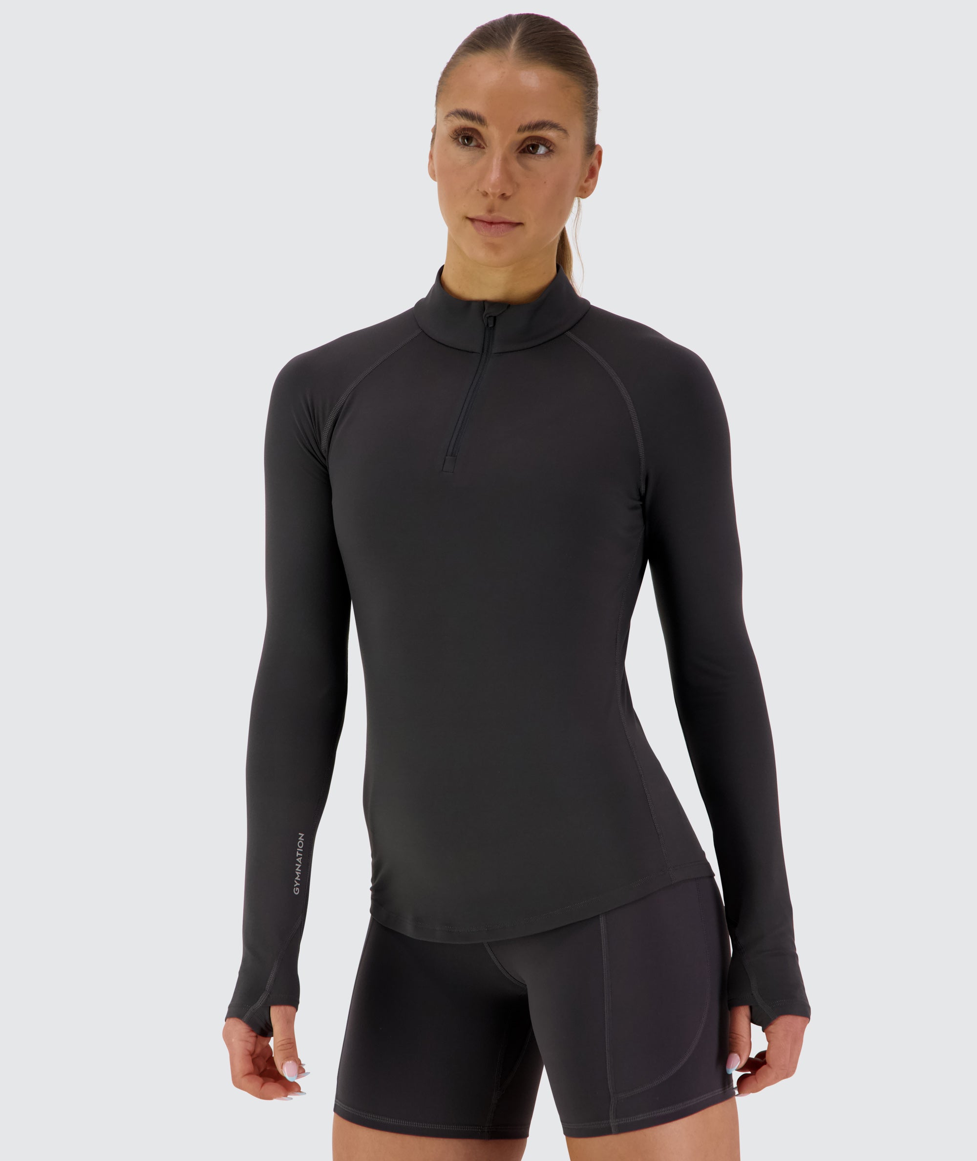 Women's comfy half-zip #color_gravel-grey