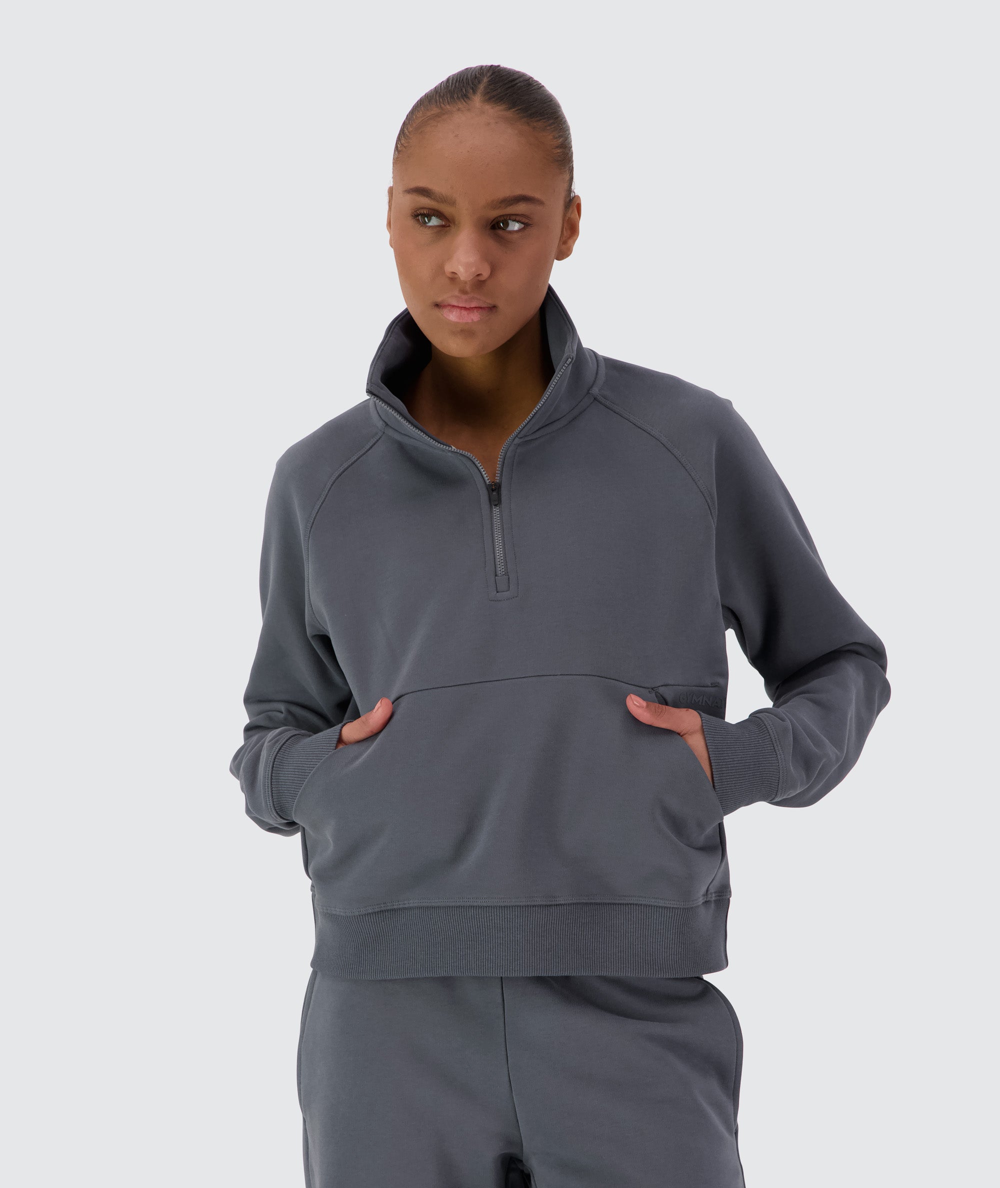 Women Half-Zip Sweater #color_dark-grey