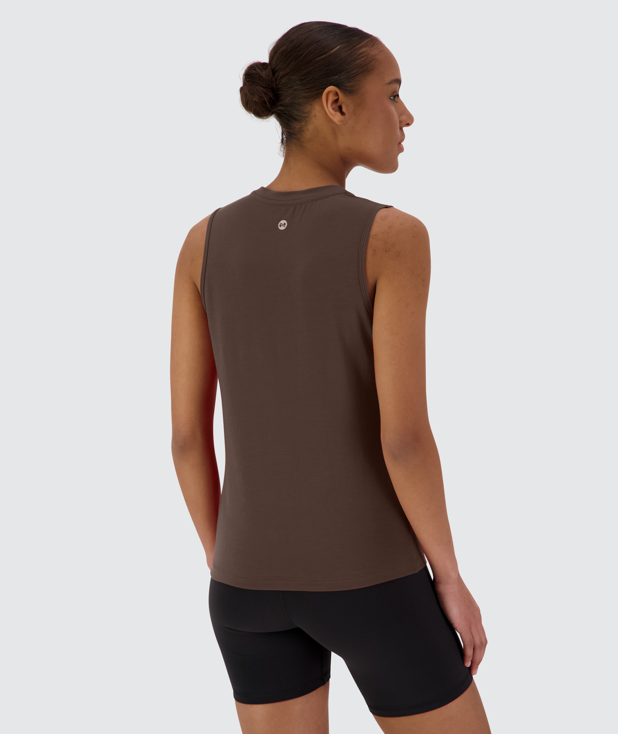 Women's muscle tank top, size S#color_coffee-bean