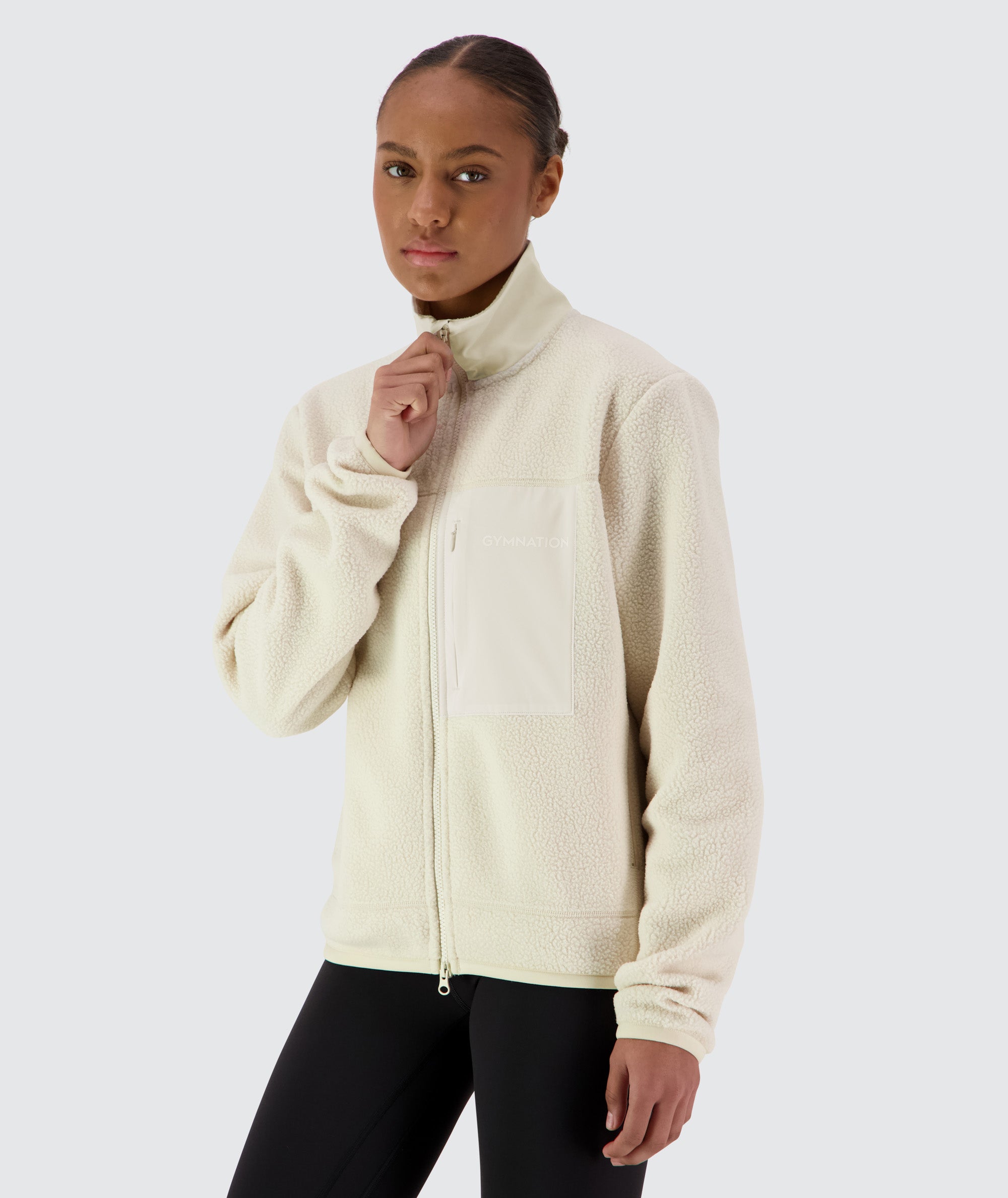 Gymnation Pile Jacket Unisex #color_off-white