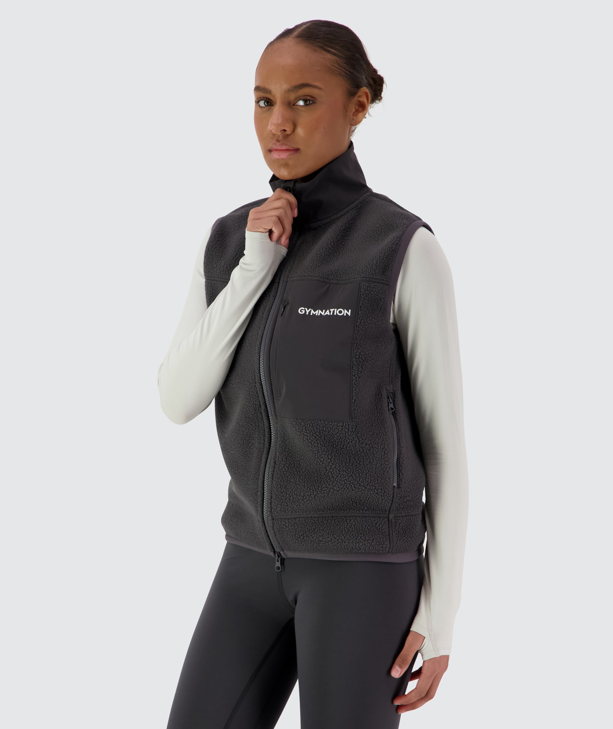 Gymnation Pile Vest Unisex #color_gravel-grey