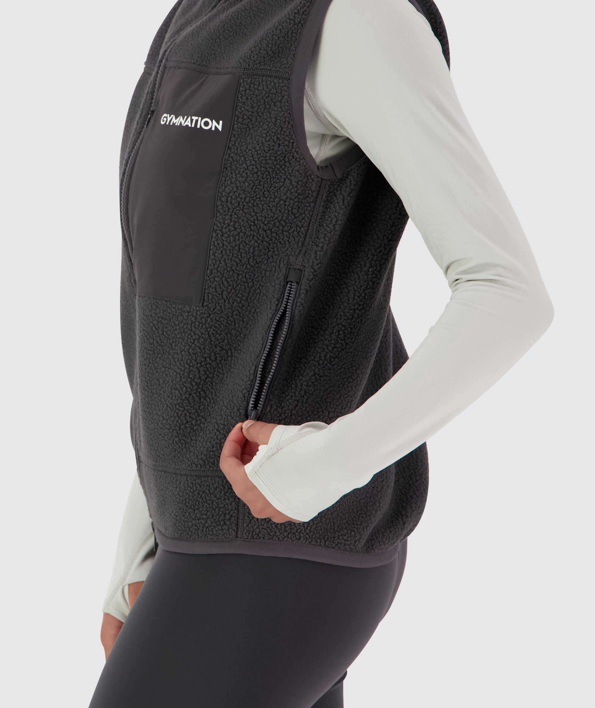 Gymnation Pile Vest Unisex #color_gravel-grey
