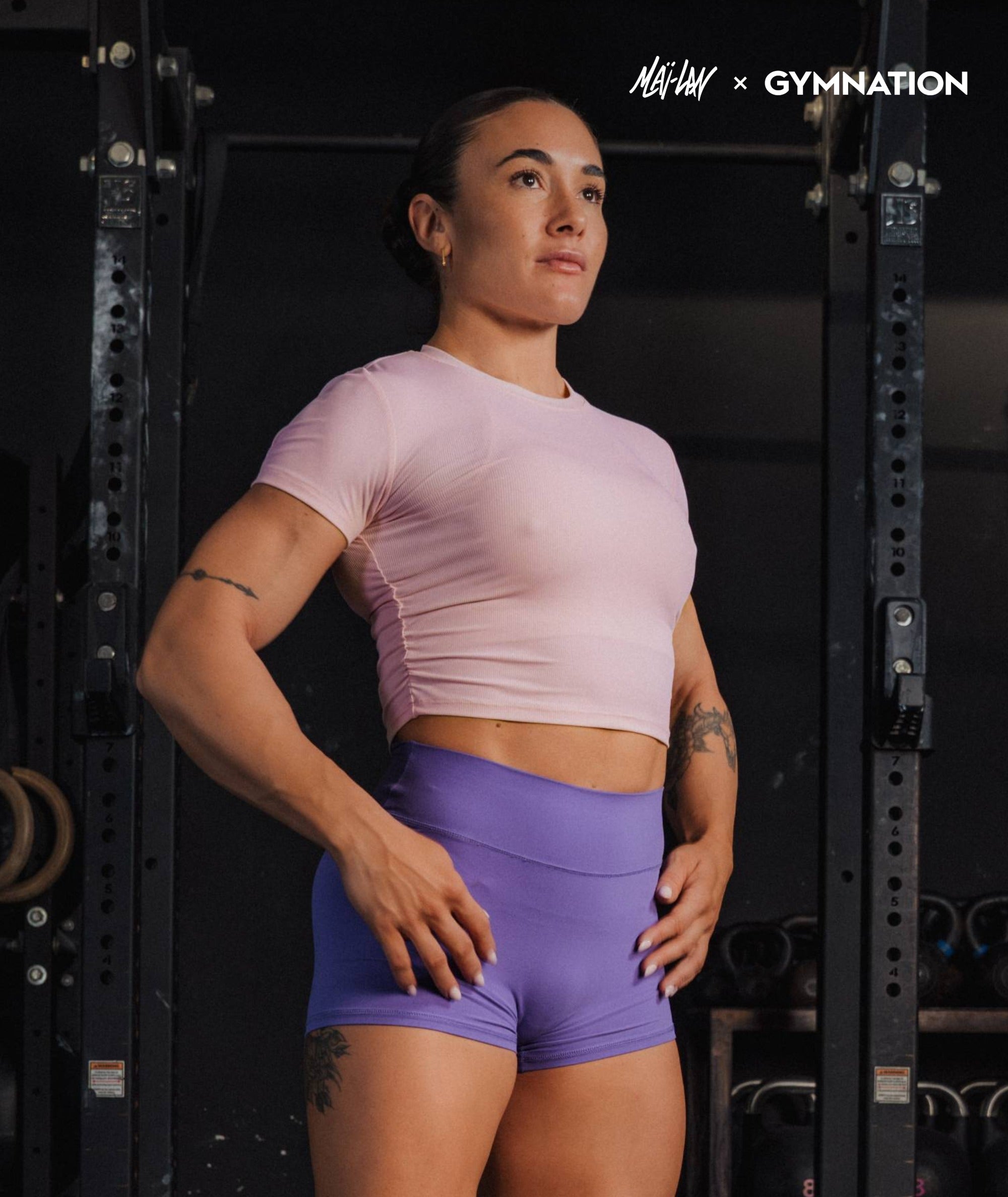 Ribbed Crop Short Sleeve #color_powder-pink