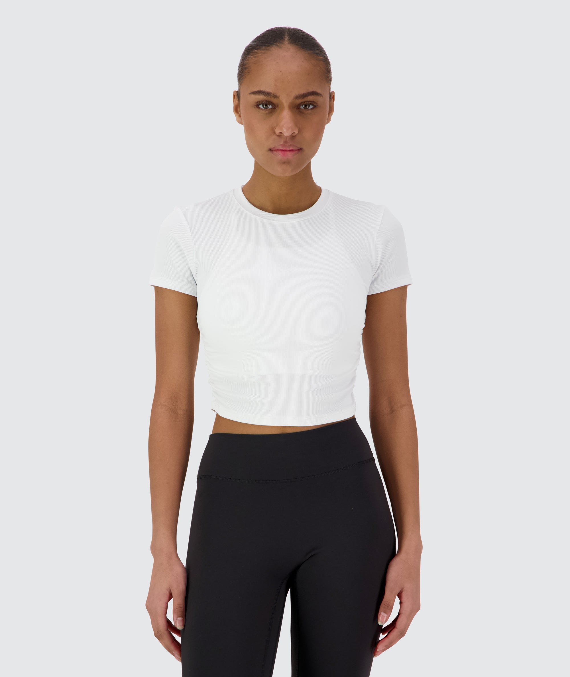 Ribbed Crop Short Sleeve Model 167cm / Size XS #color_white