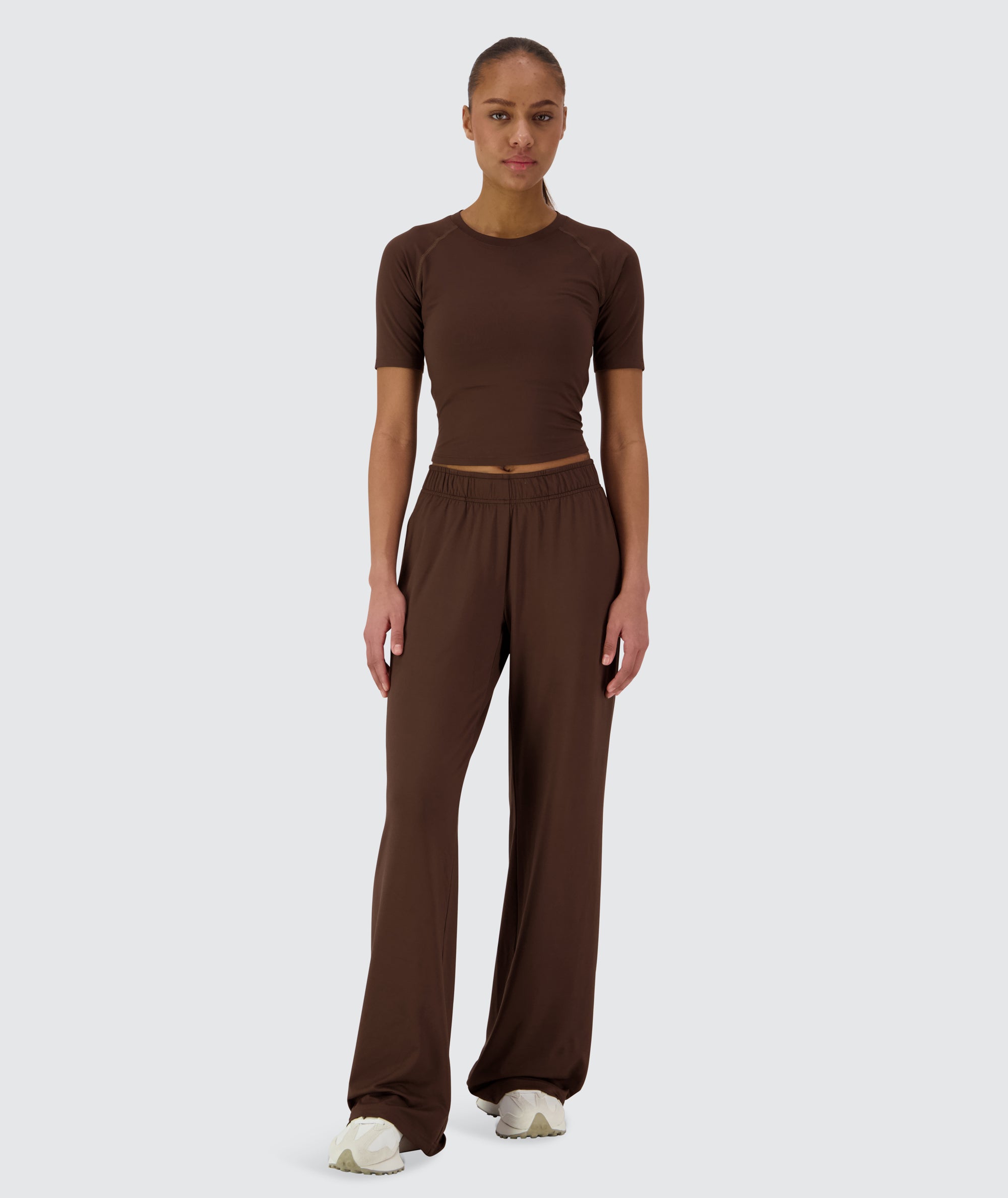 Gymnation Wideleg ComfyKnit Pants #color_coffee-bean