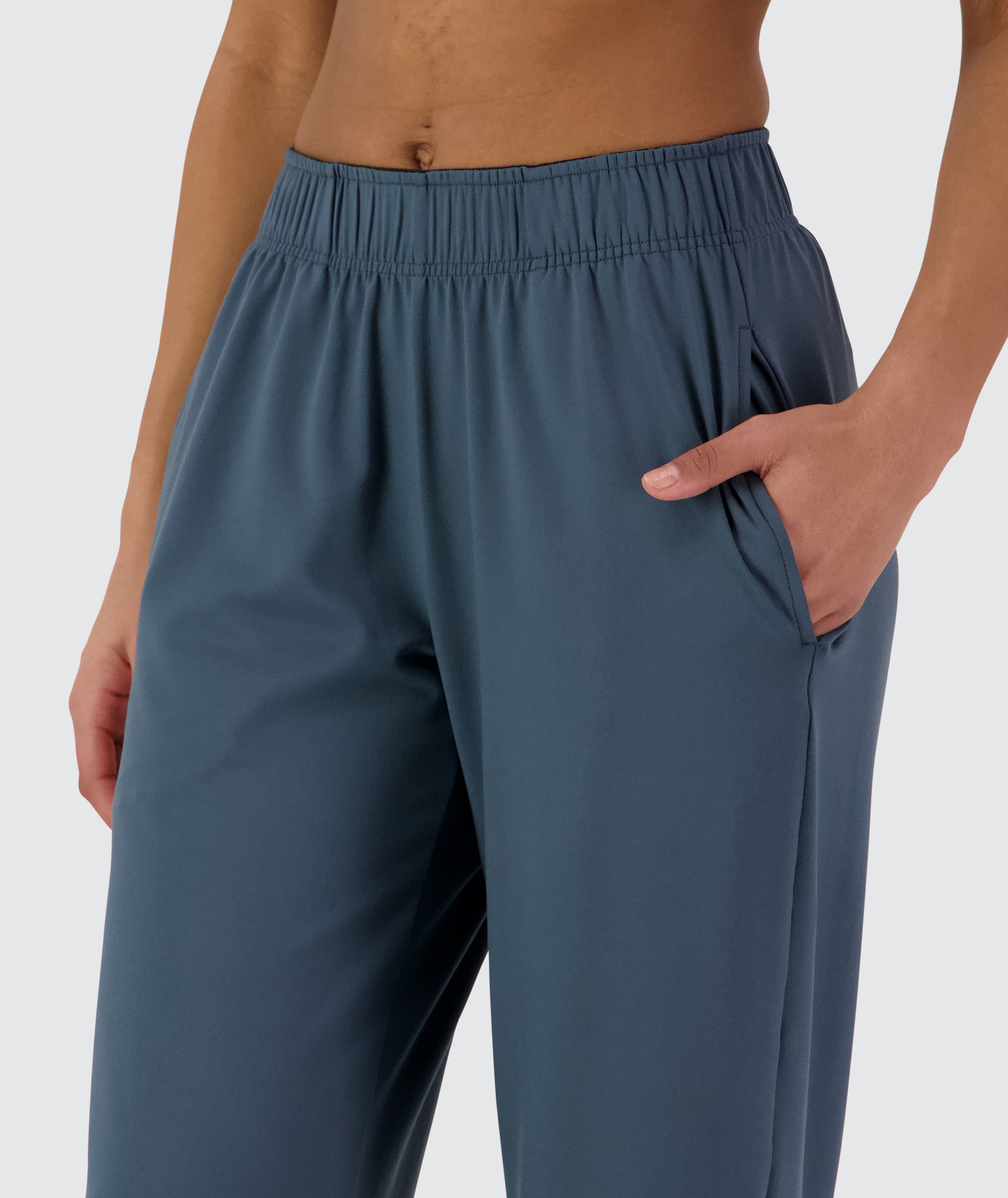 Gymnation Wideleg ComfyKnit Pants #color_Dusty-Navy
