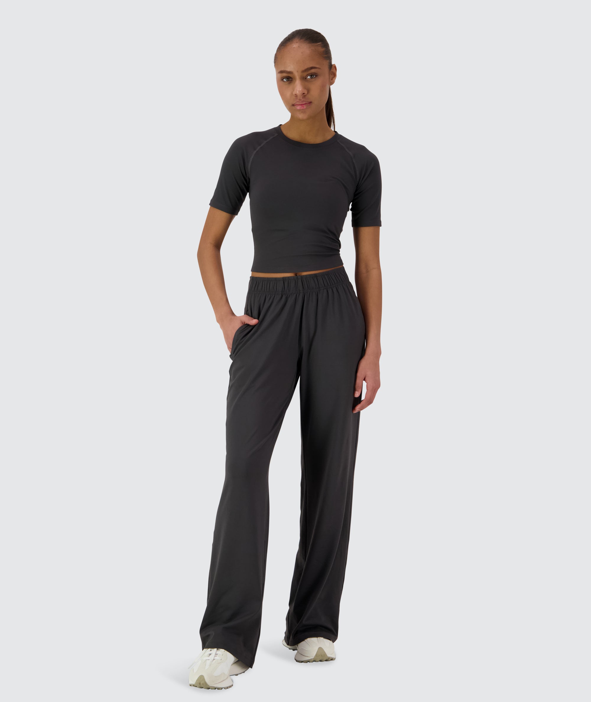 Gymnation Wideleg ComfyKnit Pants #color_gravel-grey