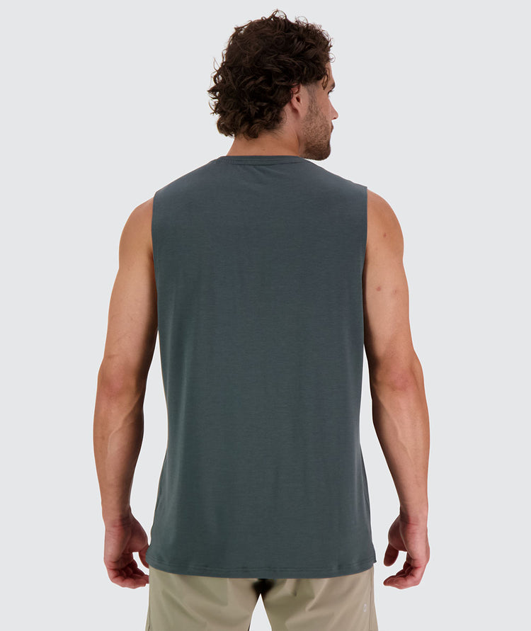 Men's soft and comfortable muscle tank for training#color_sage