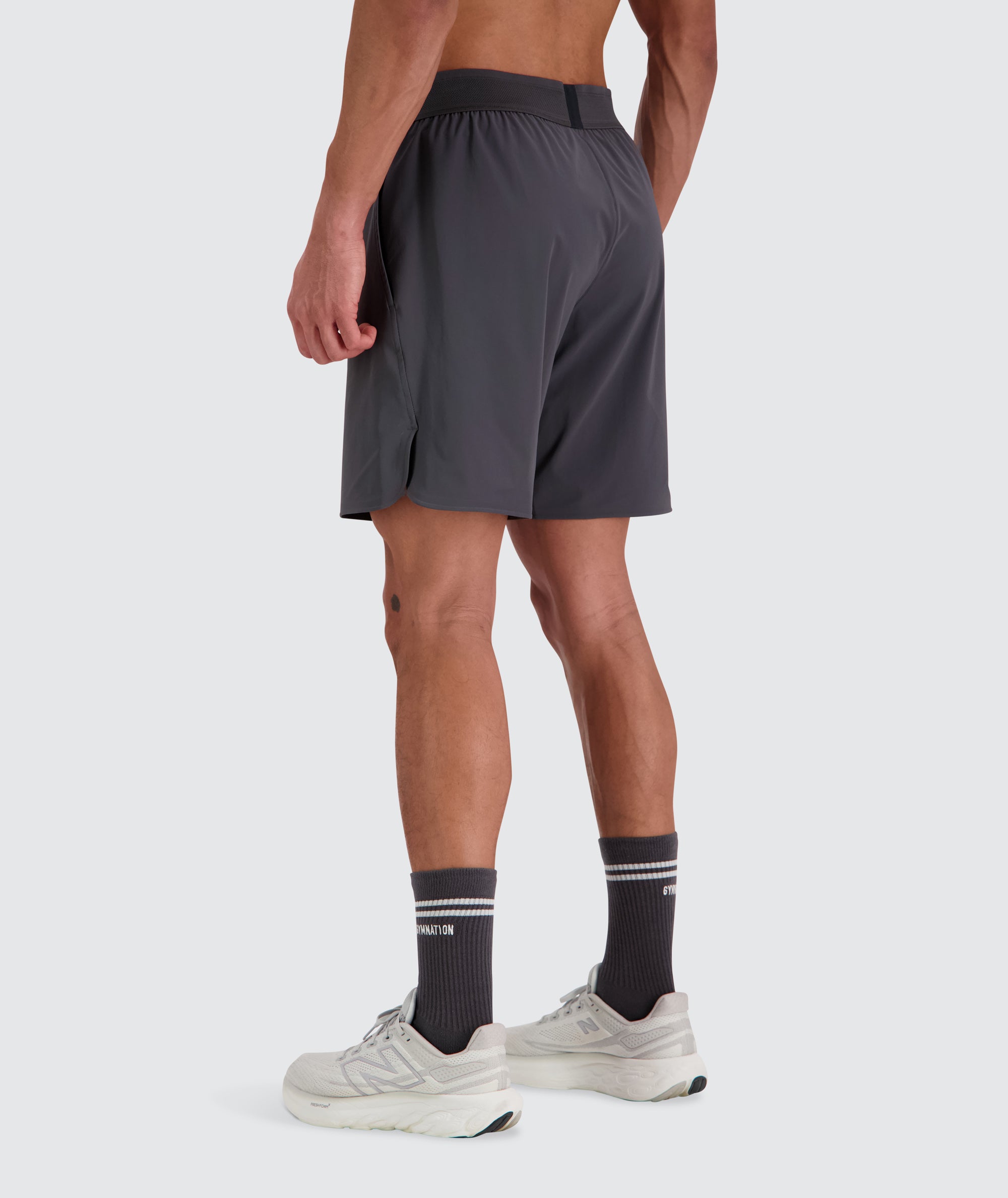 Men's performance shorts, Model 184 cm / size L#color_gravel-grey