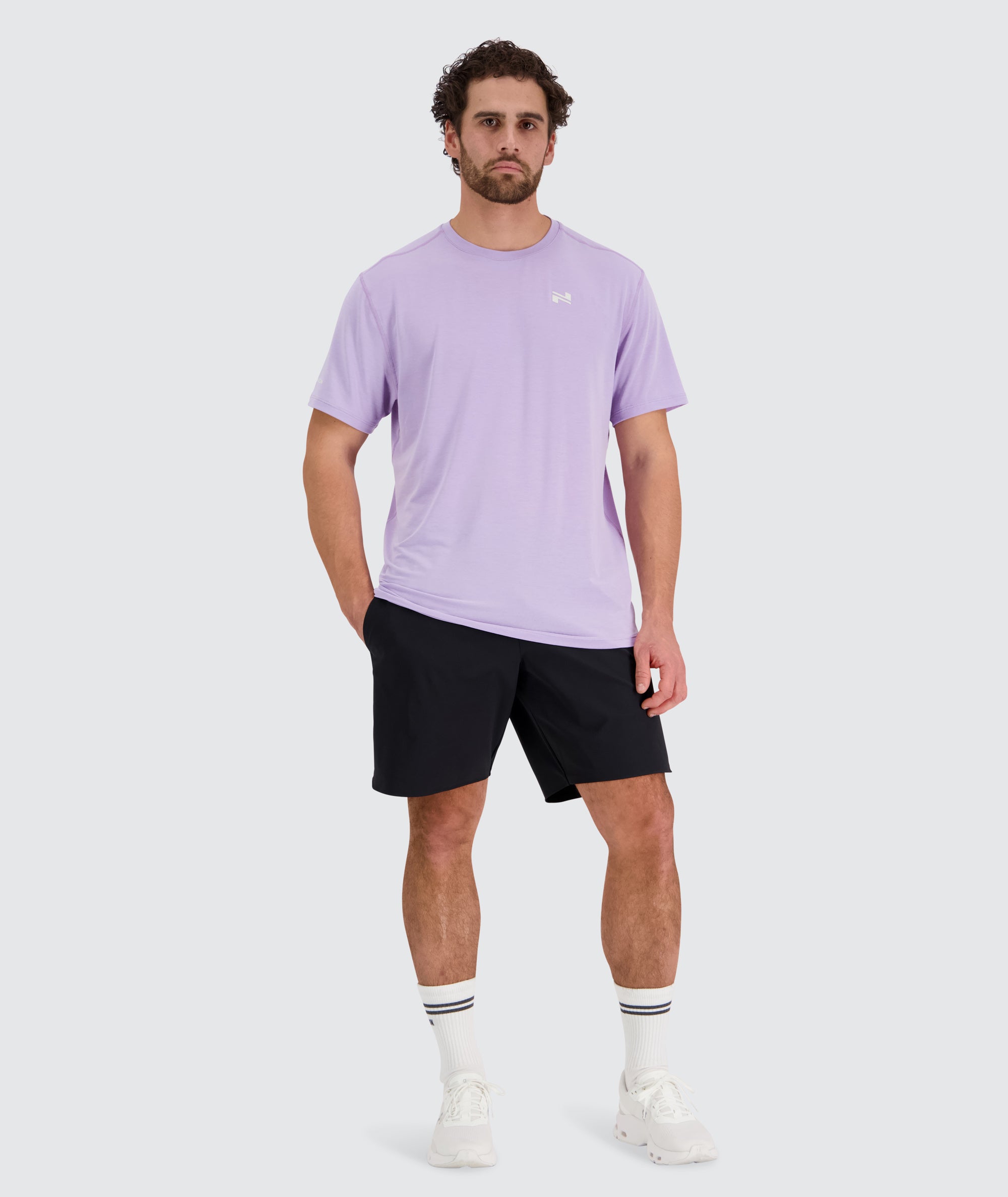 Men's Training T-Shirt, Model 179 cm / size L#color_lavender