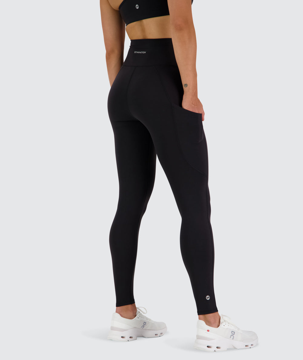 Supersoft leggings with pockets, Model 176 cm / size S#color_black