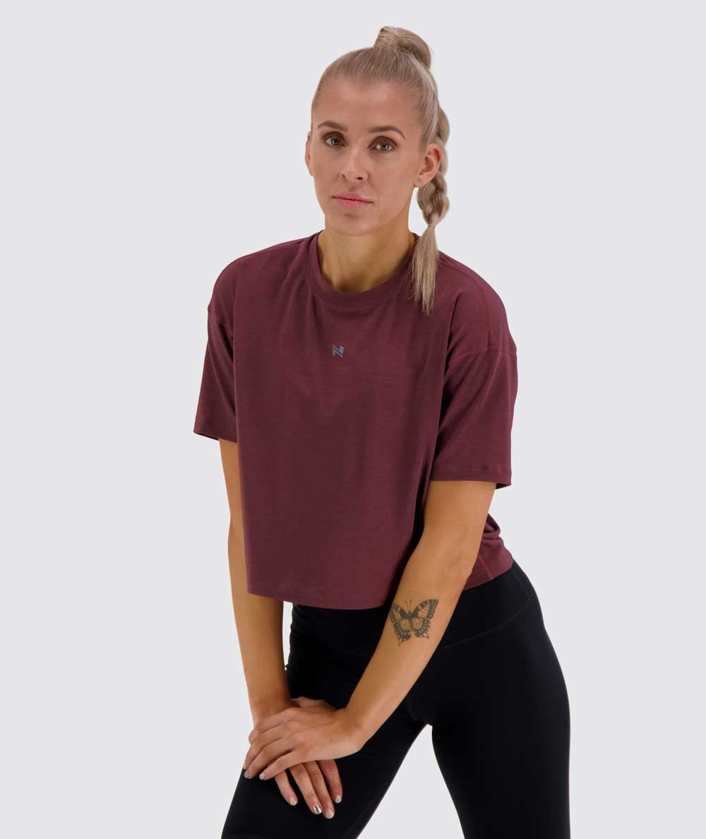 Oversized Crop Tee #color_wine-red 
