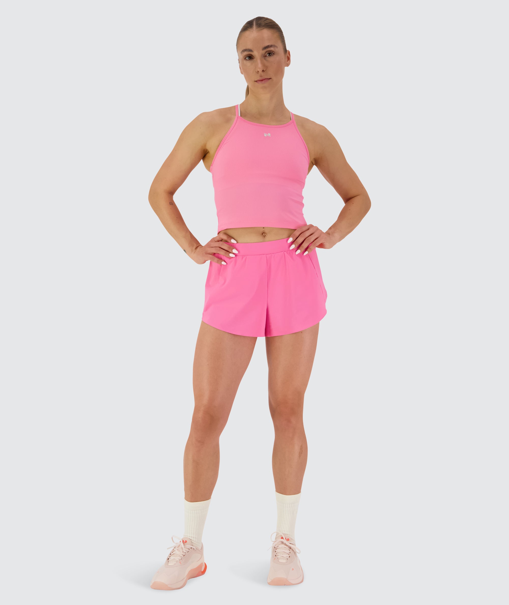 Strappy Ribbed Crop Top #color_candy-pink