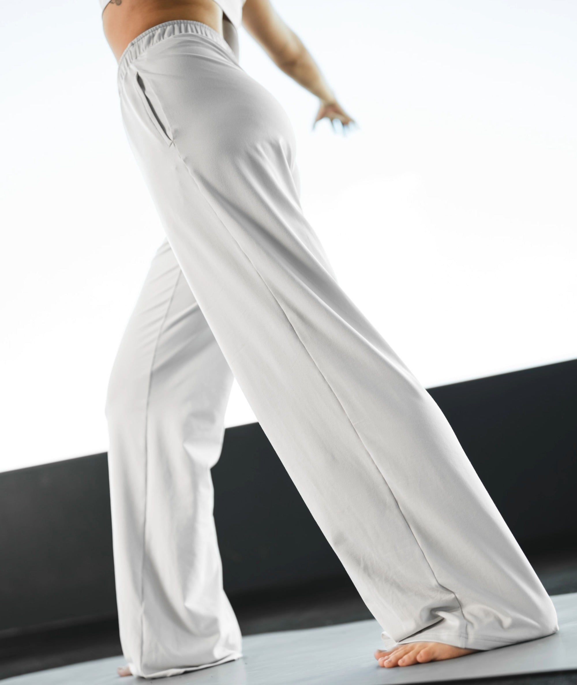 Gymnation Wideleg ComfyKnit Pants #color_Fog