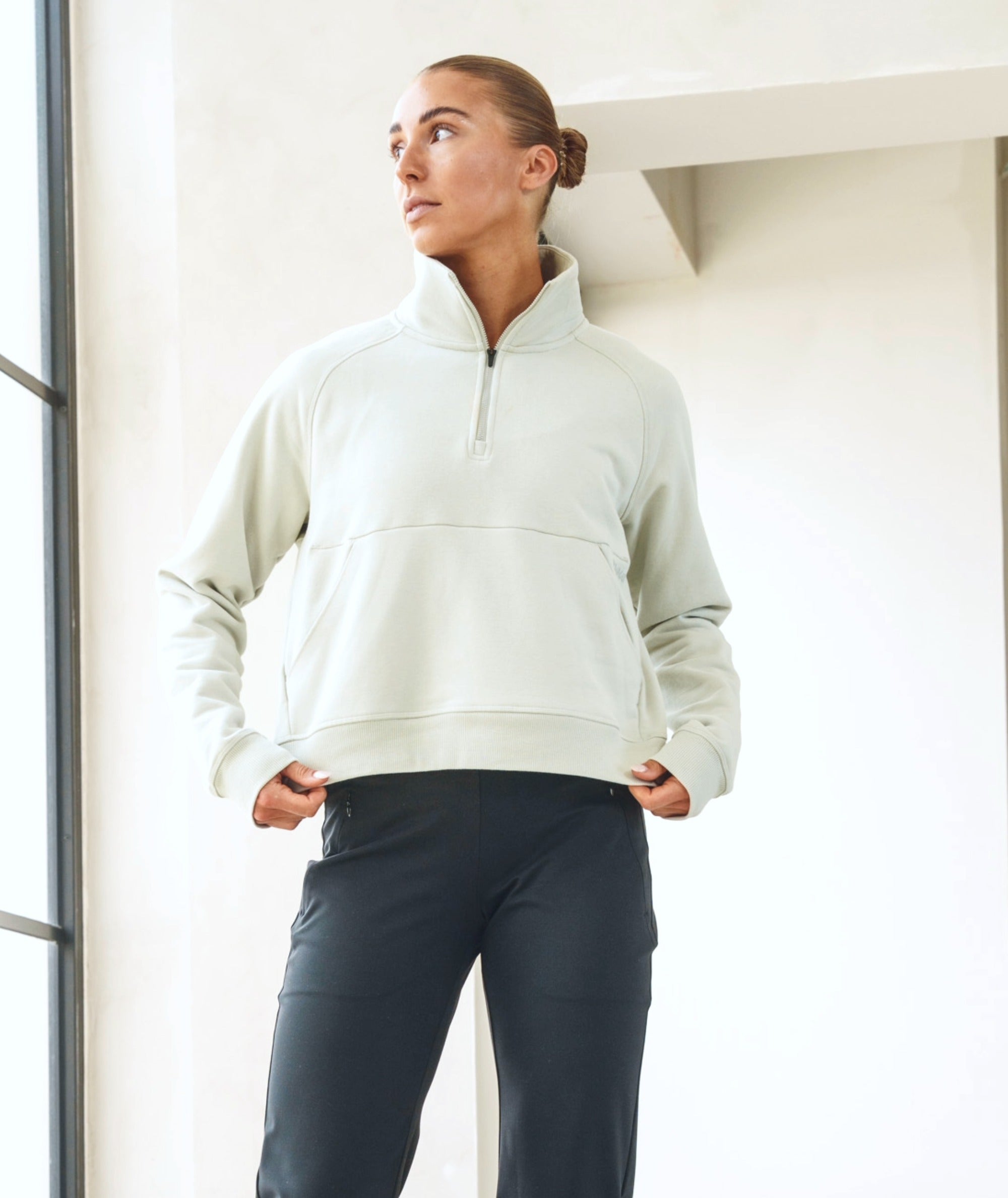 Women Half-Zip Sweater #color_cool-grey