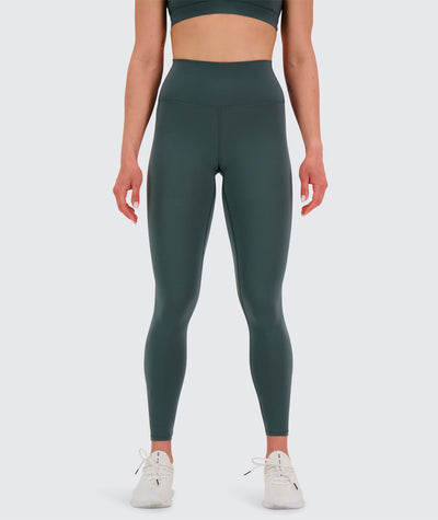 GYMNATION Women's high waisted tights. Model is 172 cm and wears size S #sage