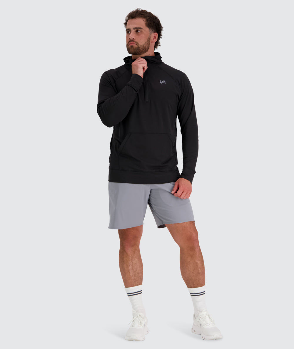 Men's super comfortable sport hoodie, Model 179 cm / size M#color_black