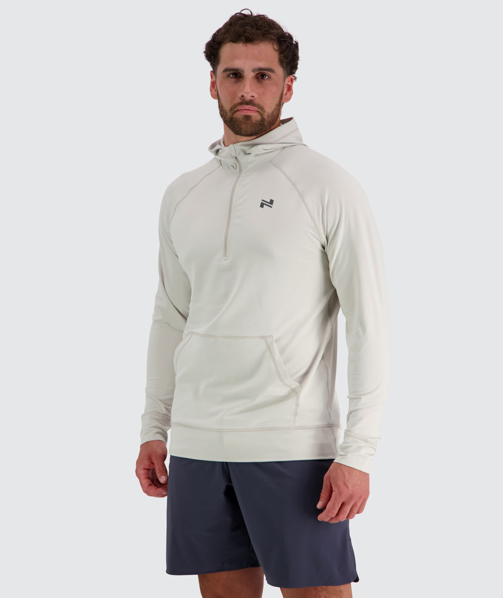 Men's hoodie for training, Model 179 cm / size M#color_fog